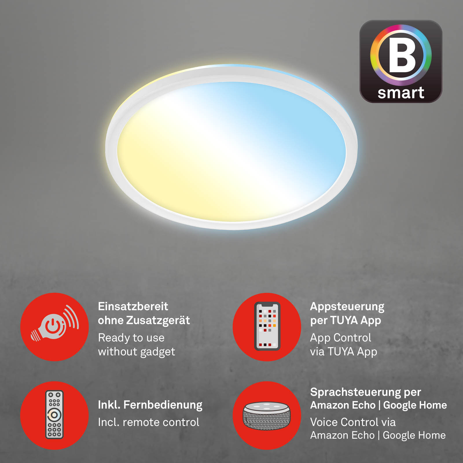 Bsmart WiFi + BluetoothUltraflache s CCT LED Panel Funktion