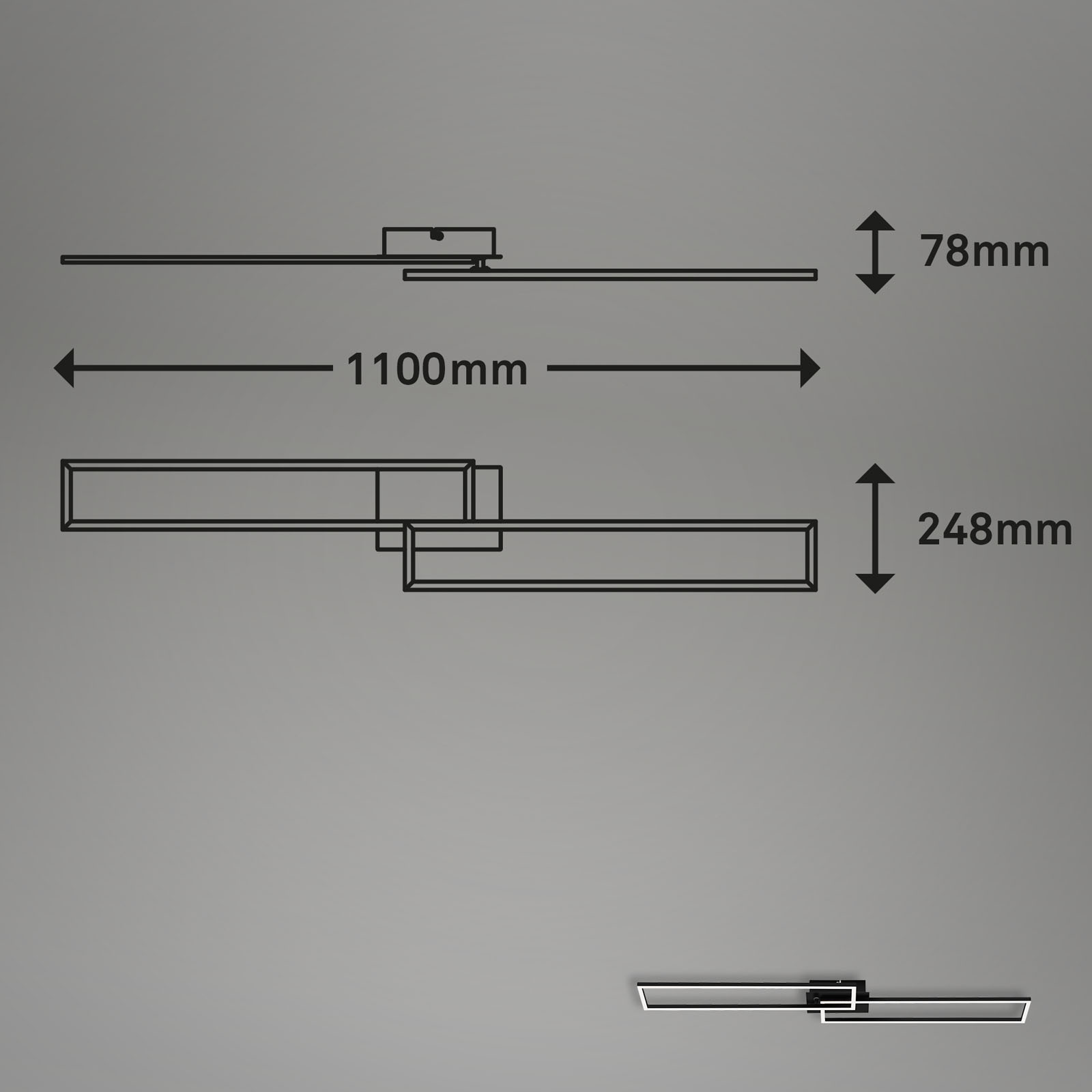 CCT LED Deckenleuchte Schwarz Maßzeichnung