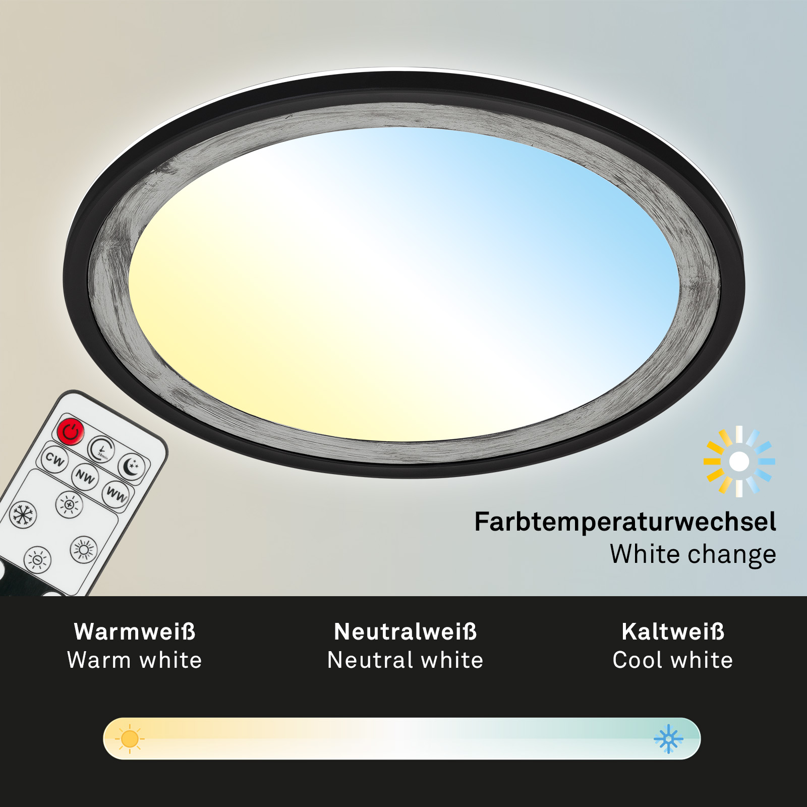 CCT-LED Panel Ultraflach Silber Schwarz CCT Funktion