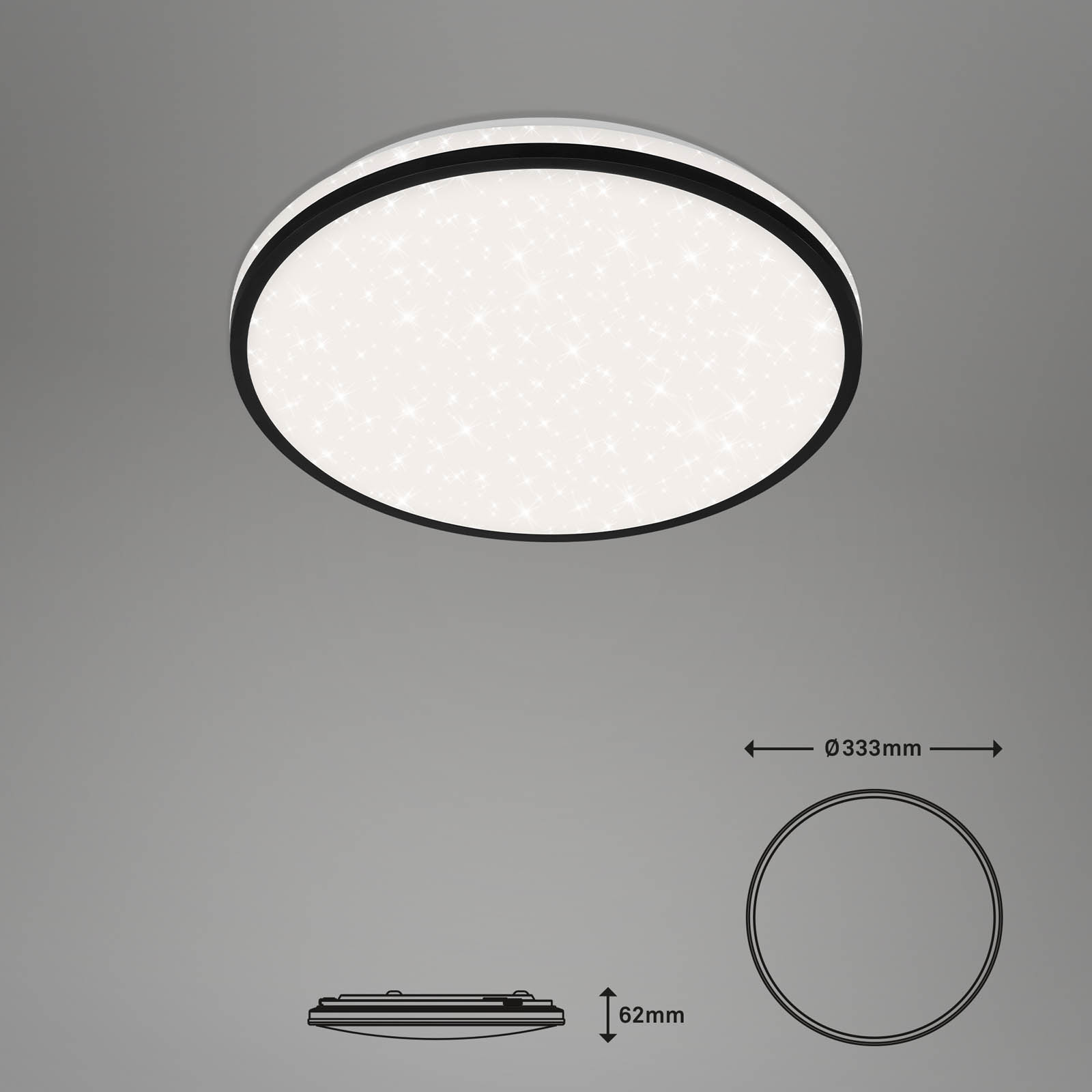 Sternenhimmel CCT LED Deckenleuchte schwarz Bemaßung