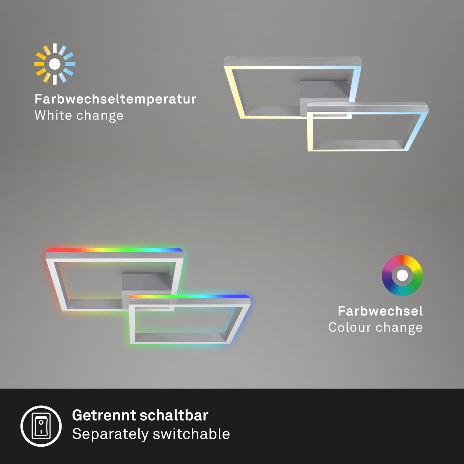 RGB CCT LED Deckenleuchte Aluminiumfarben