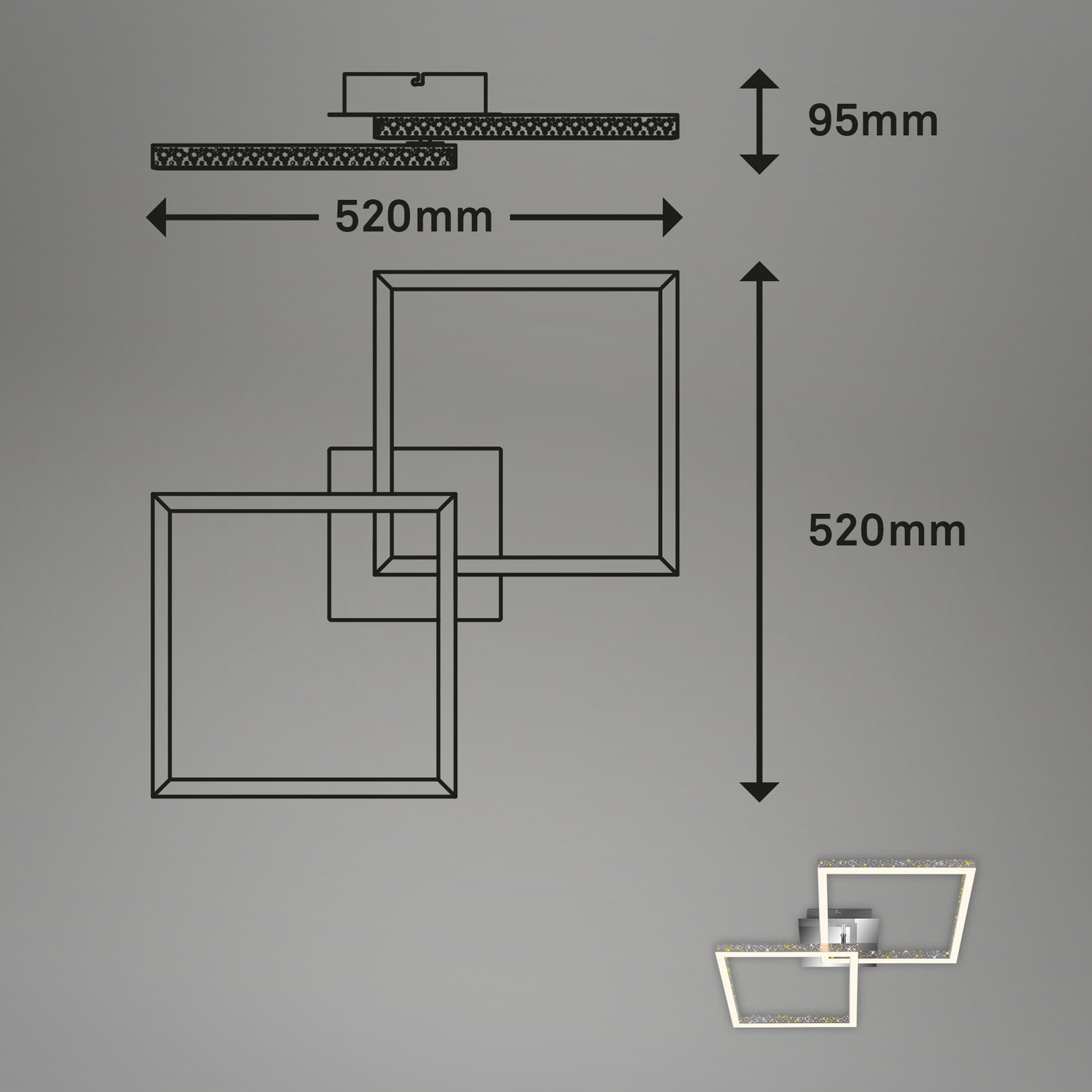 LED Deckenleuchte Alu-chrom Maßzeichnung