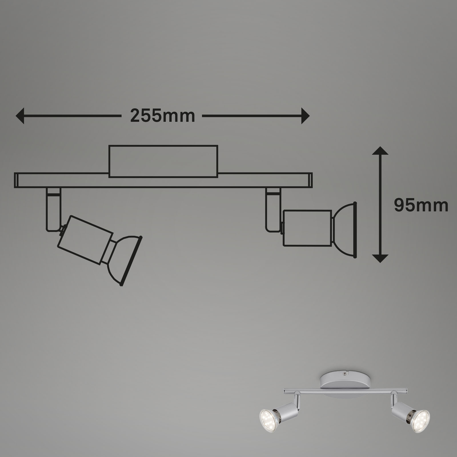 LED Deckenleuchte titanfarbig LED/ GU10 Maßzeichnung