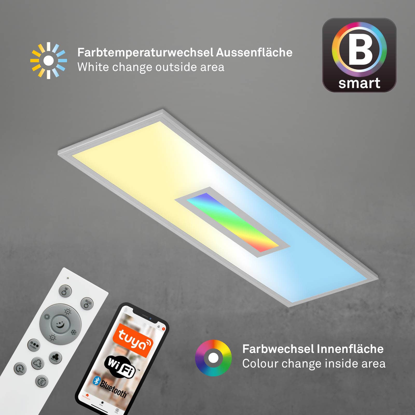 CCT LED Panel RGB Centerlight Silber Smart Home