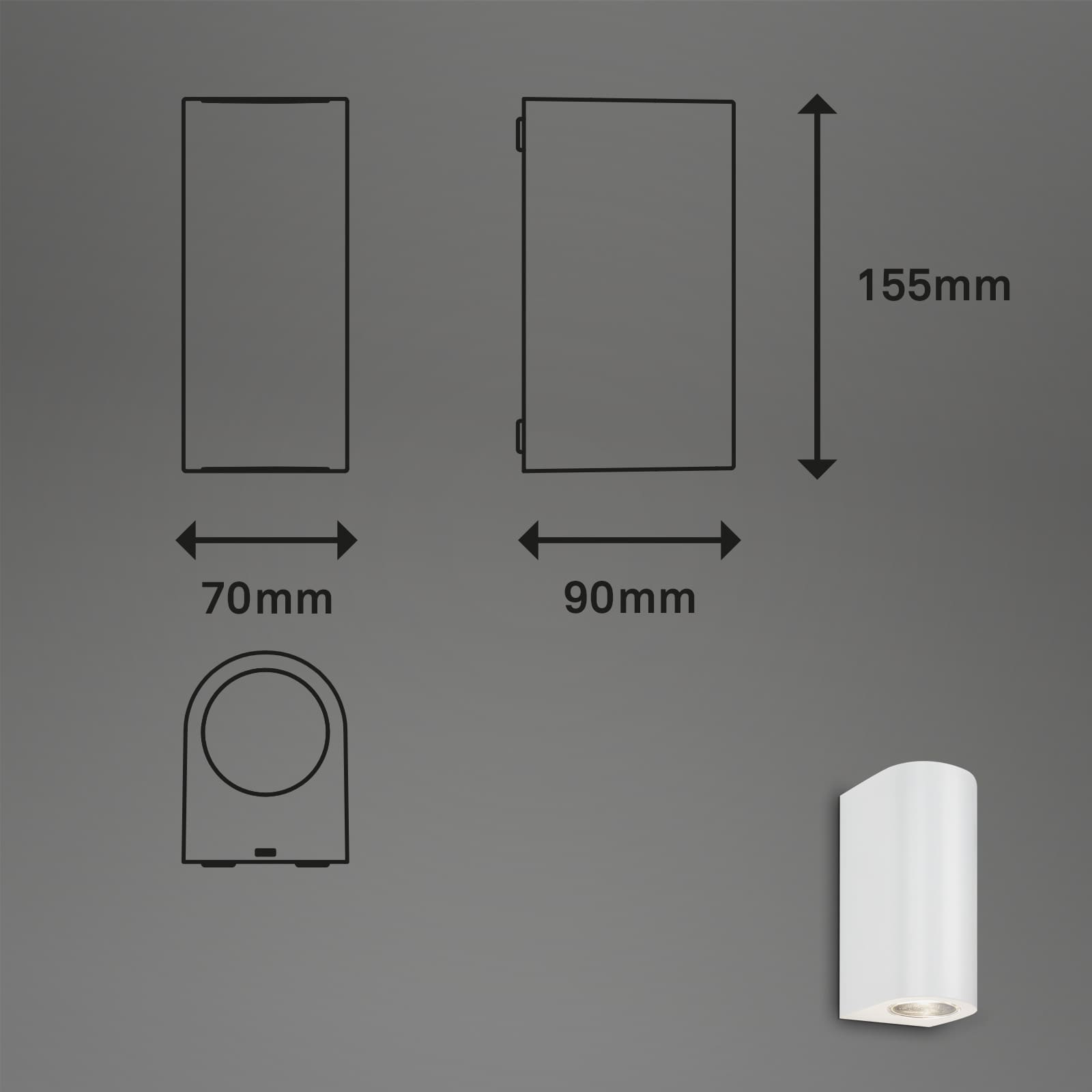 LED Außenleuchte weiß Maßzeichnung