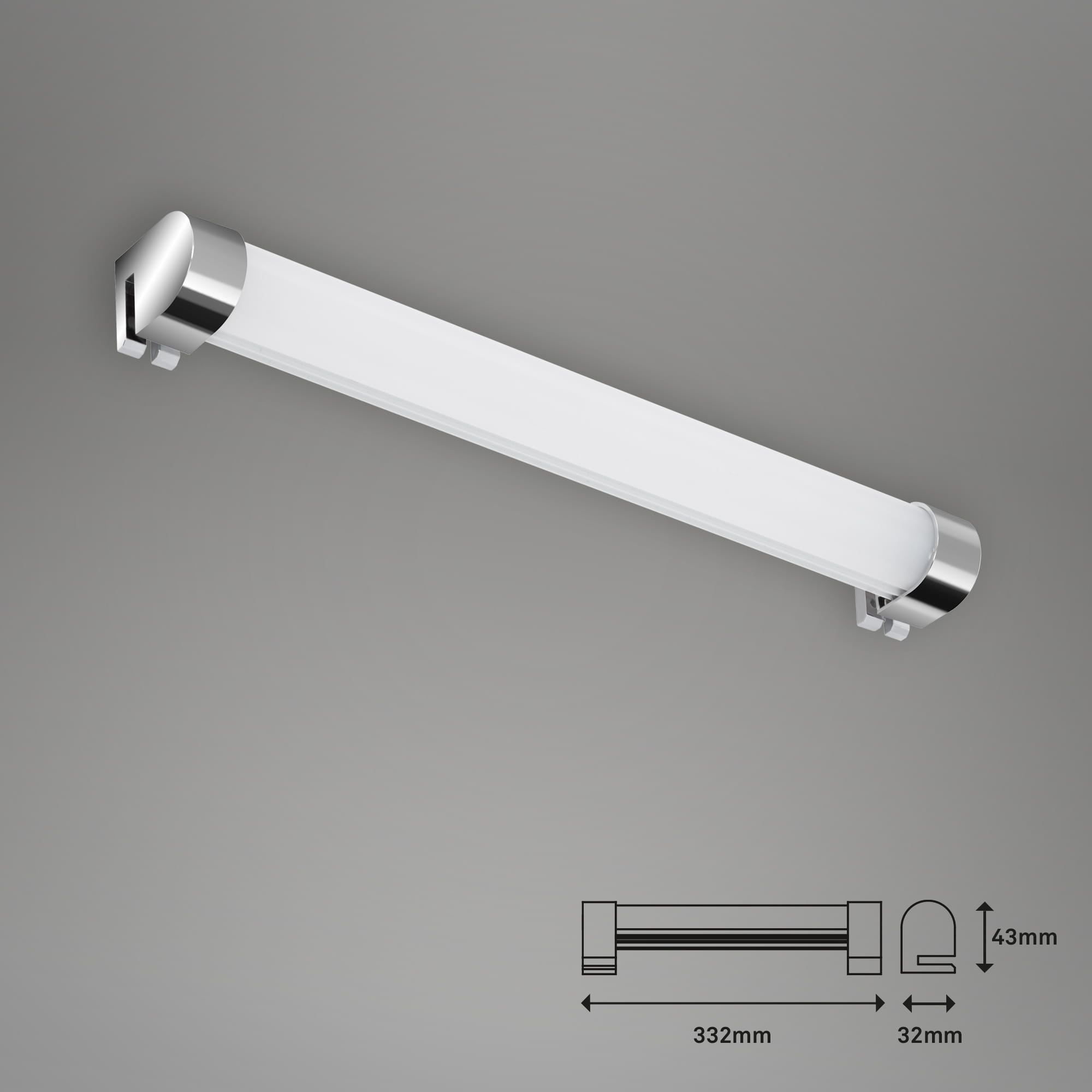 LED Bad-Spiegelleuchte chrom LED-Modul Maßzeichnung