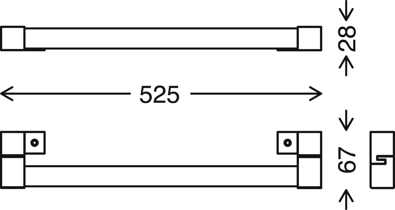 LED Spiegelleuchte schwarz LED/1 Maßzeichnung