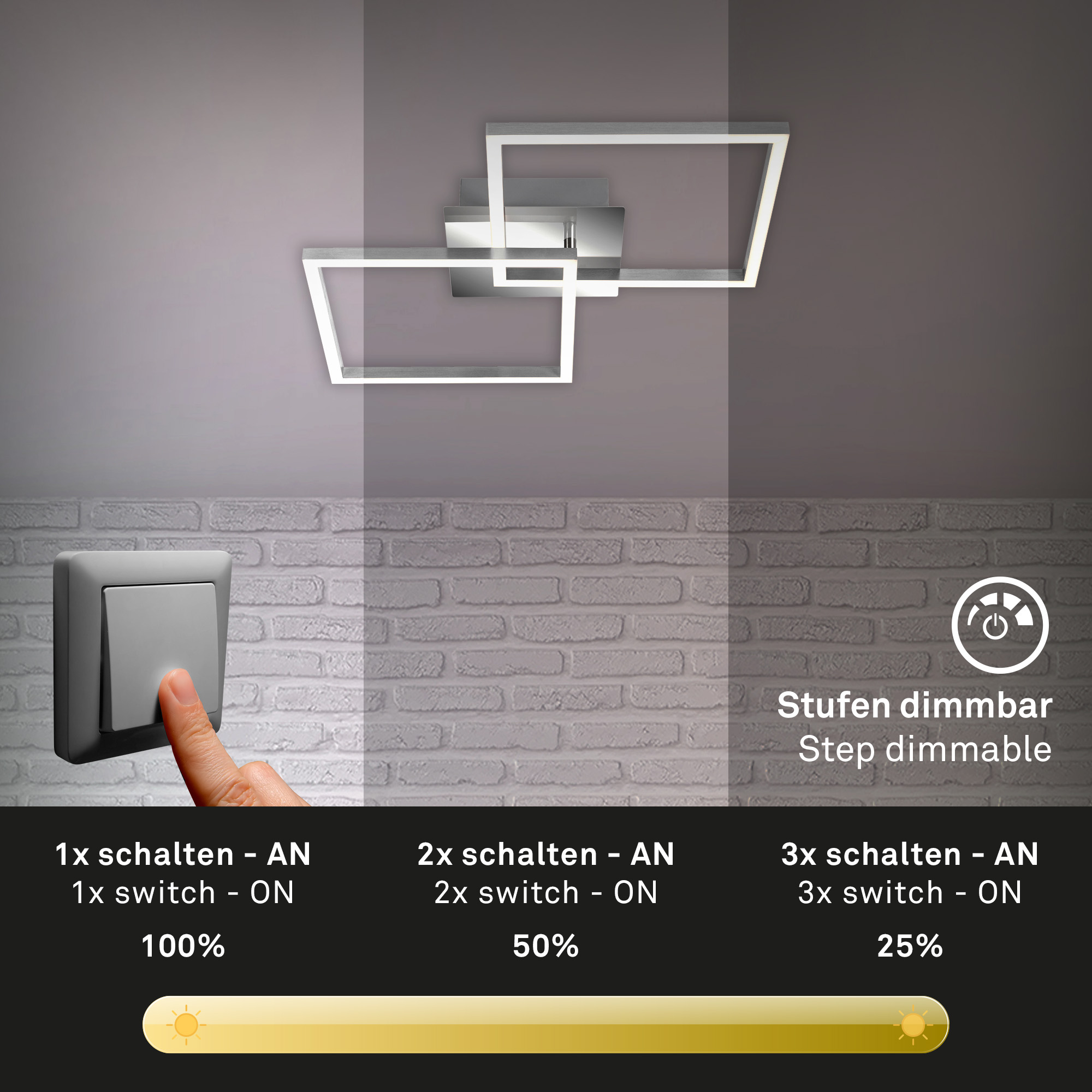 LED Deckenleuchte chrom-alufarbig LED Funktion