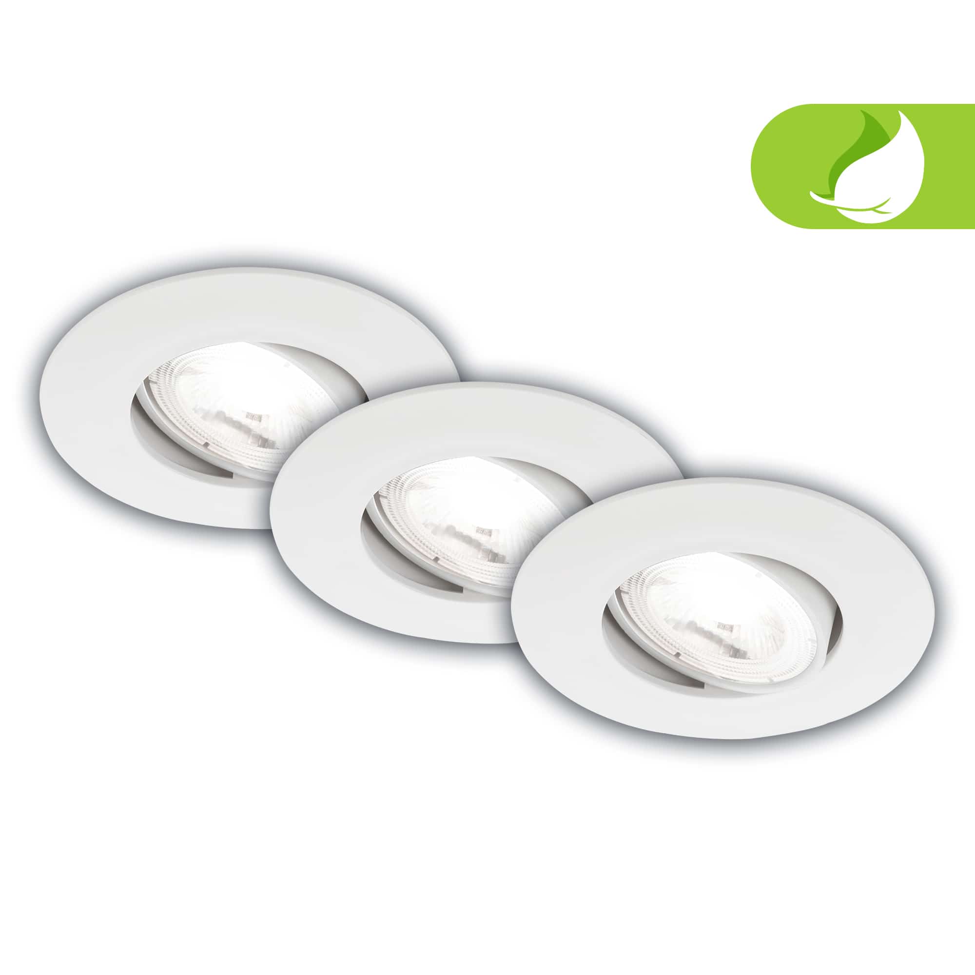 Briloner Kulana A Set of 3 LED recessed spotlights, EEK A, swivelling, white