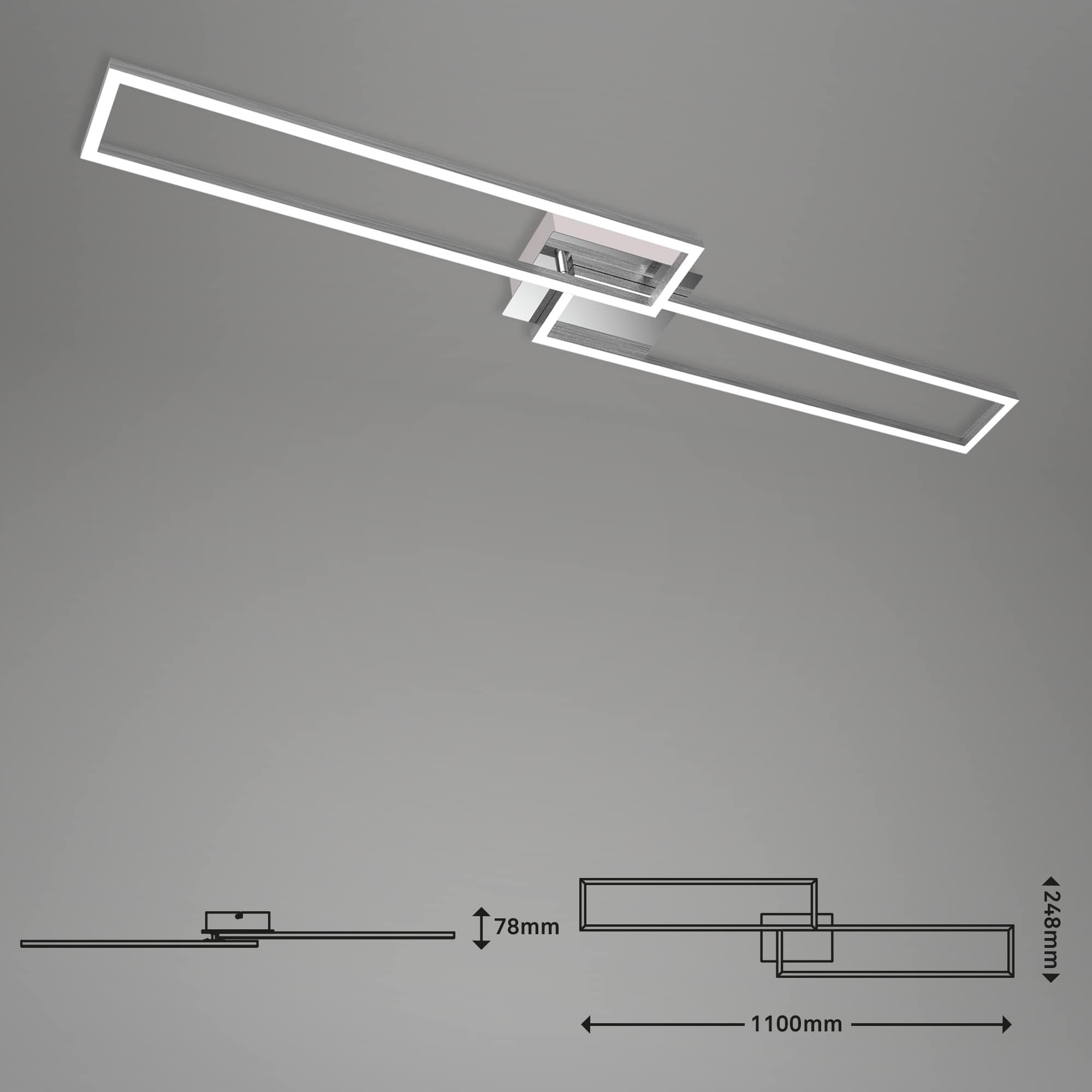 CCT LED Wand- und Deckenleuchte chrom-alu LED/ Maßzeichnung