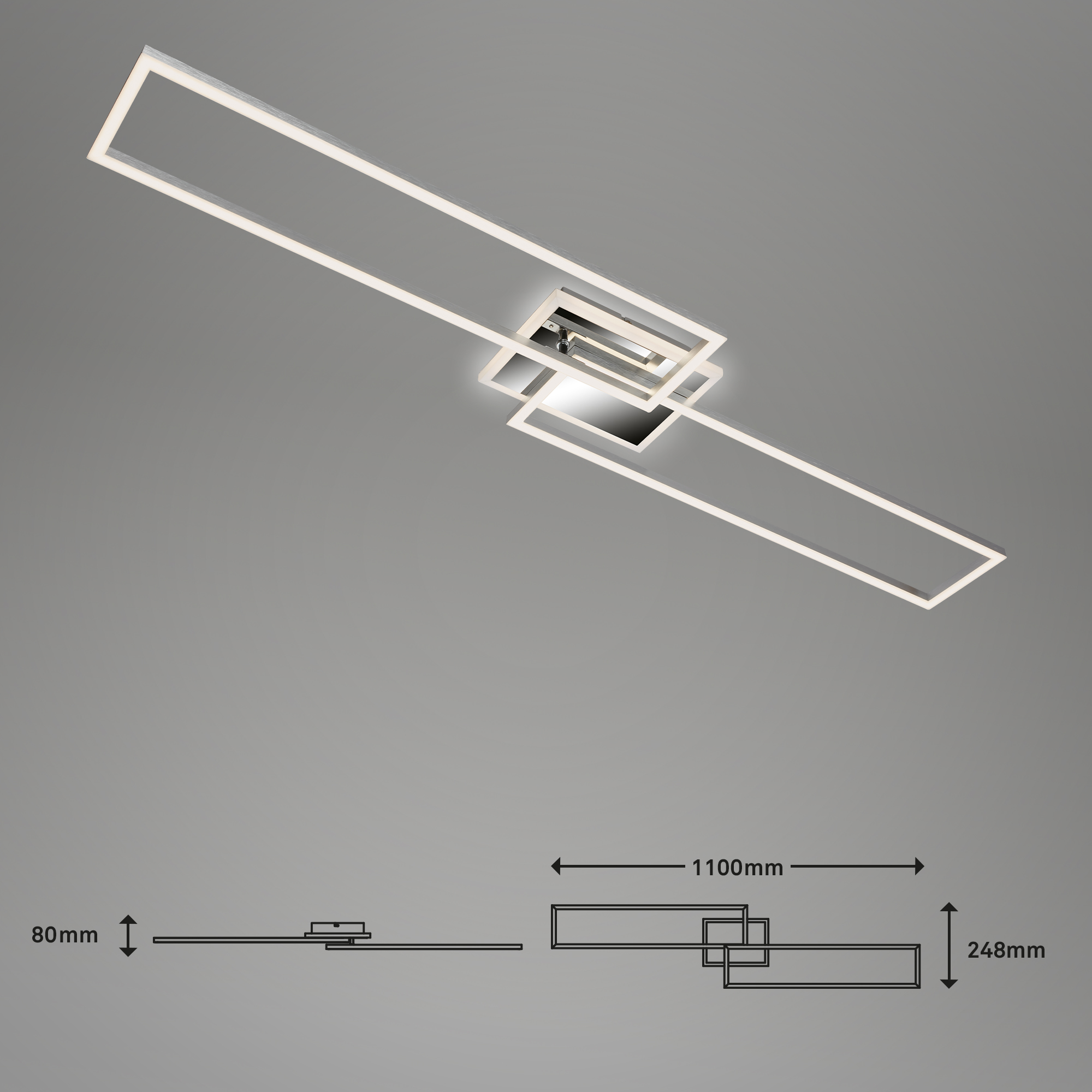 CCT LED Wand- und Deckenleuchte chrom-alu LED/ Maßzeichnung