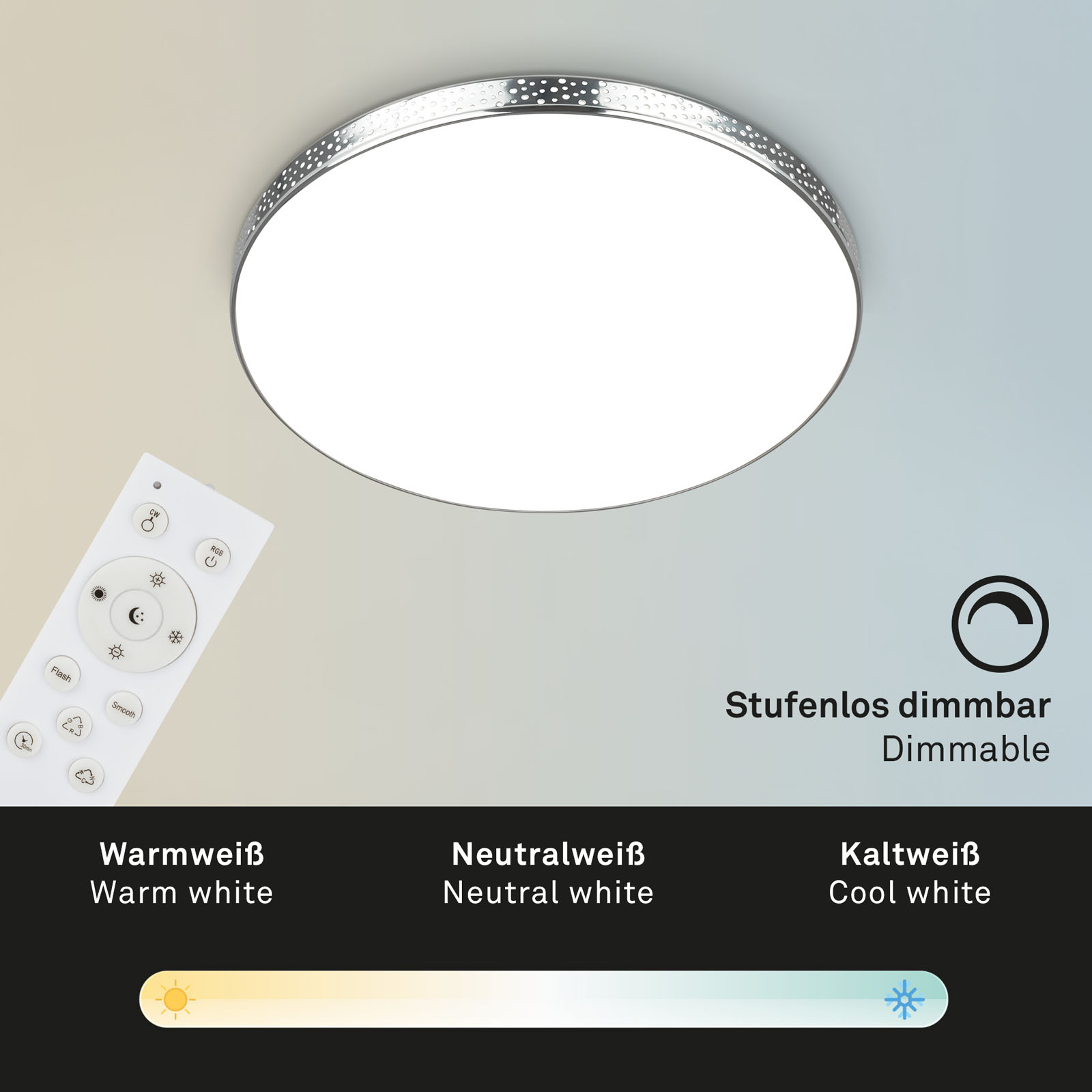 RGB-CCT LED Deckenleuchte Chrom