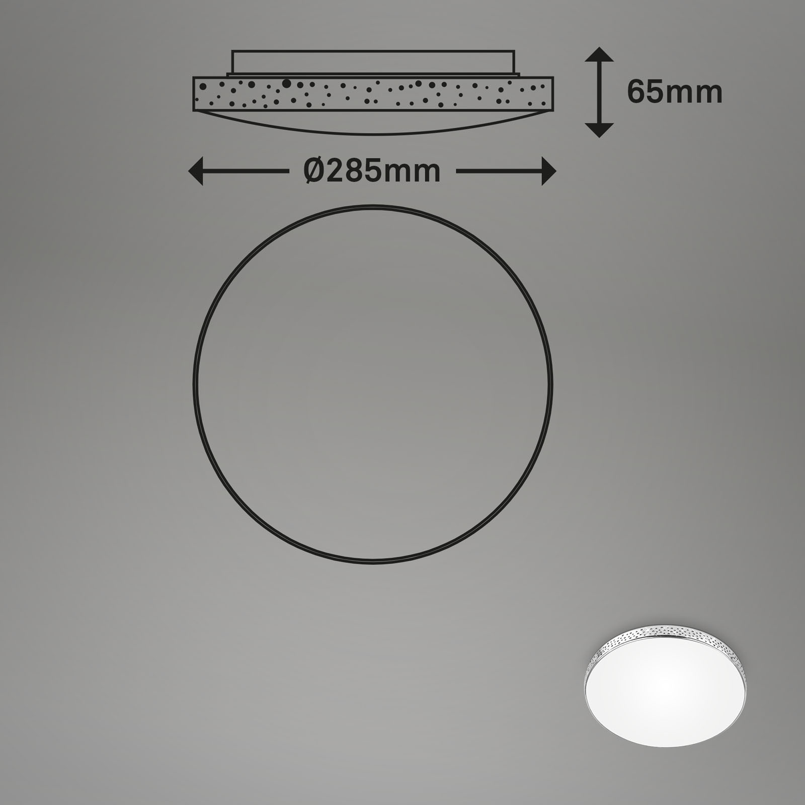 LED Deckenleuchte Weiß-chrom Maßzeichnung