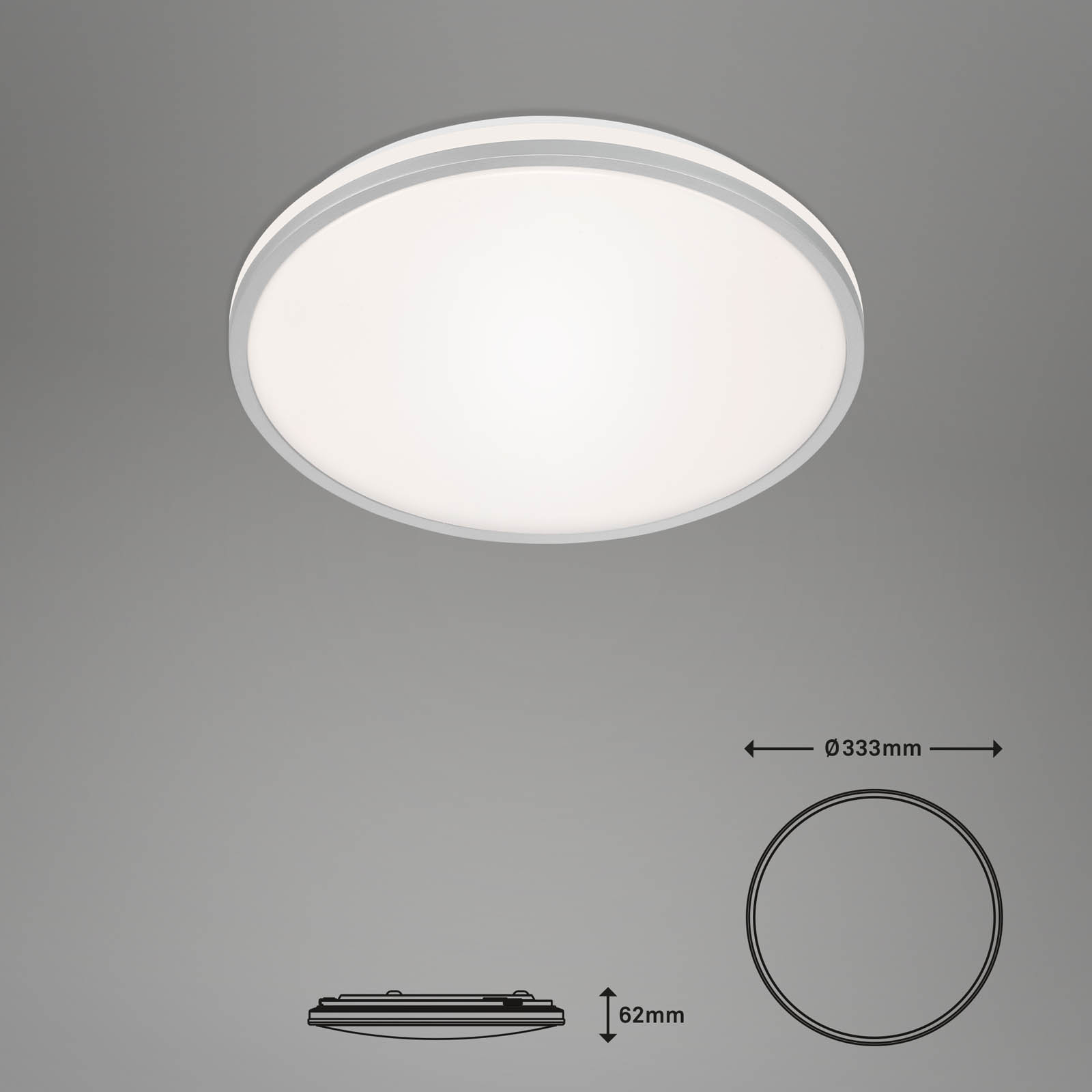 Bsmart WiFi + Bluetooth CCT-LED Deckenleuchte mit Backlighteffekt Maßzeichnung