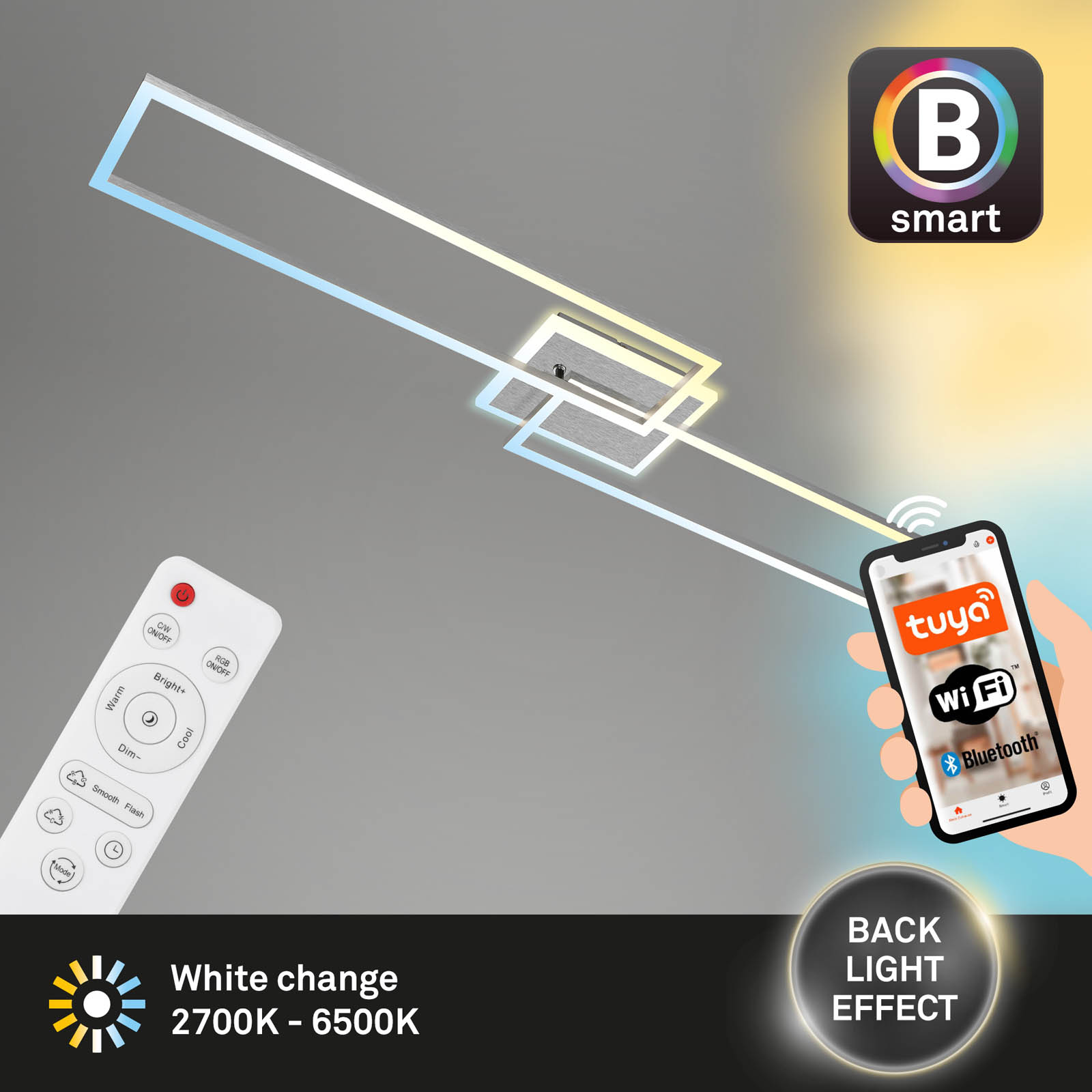 Bsmart WiFi + Bluetooth CCT LED Wand- und Deckenleuchte mit mit tellicht Freisteller2