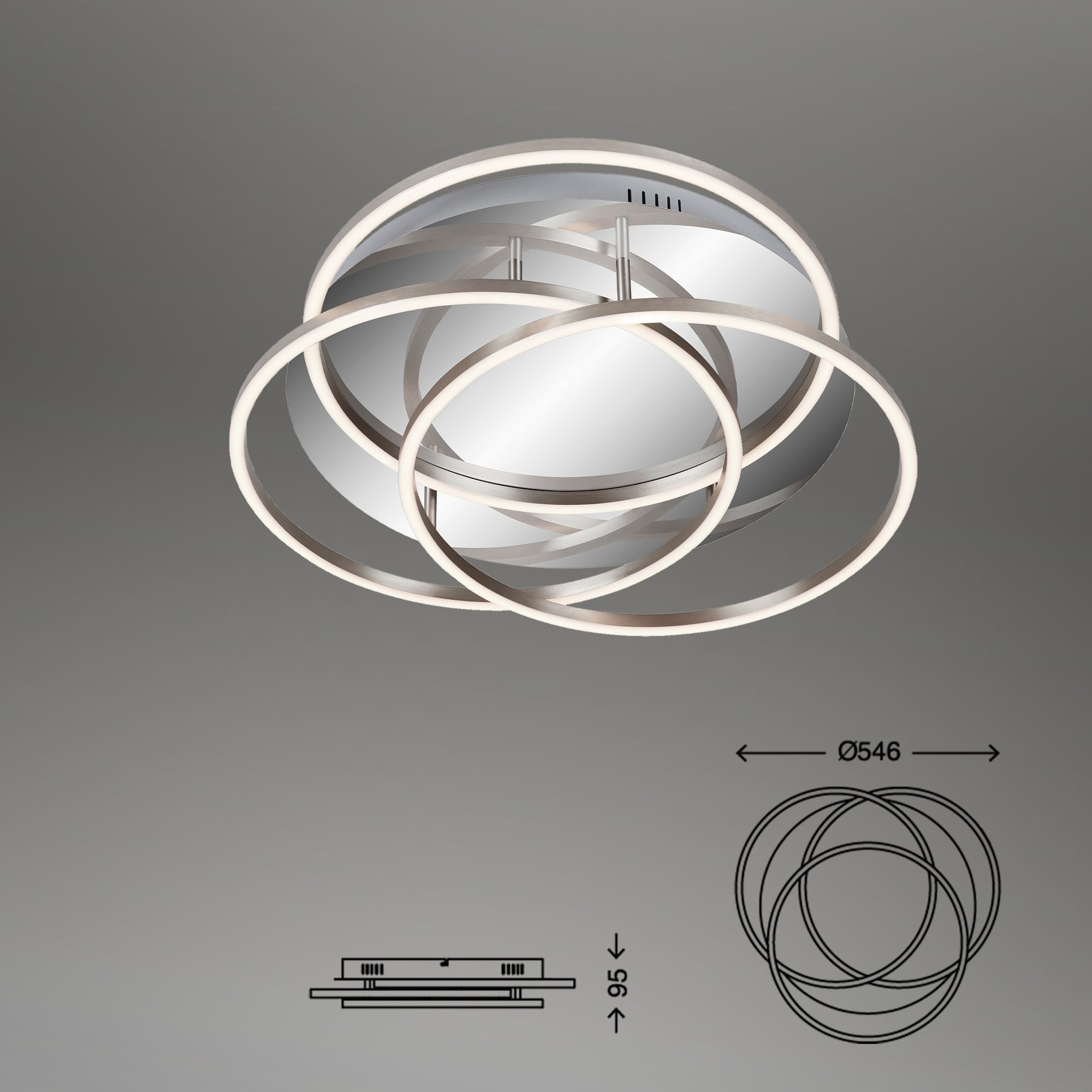 "Frames" LED Deckenleuchte chrom-alu LED16 Freisteller2