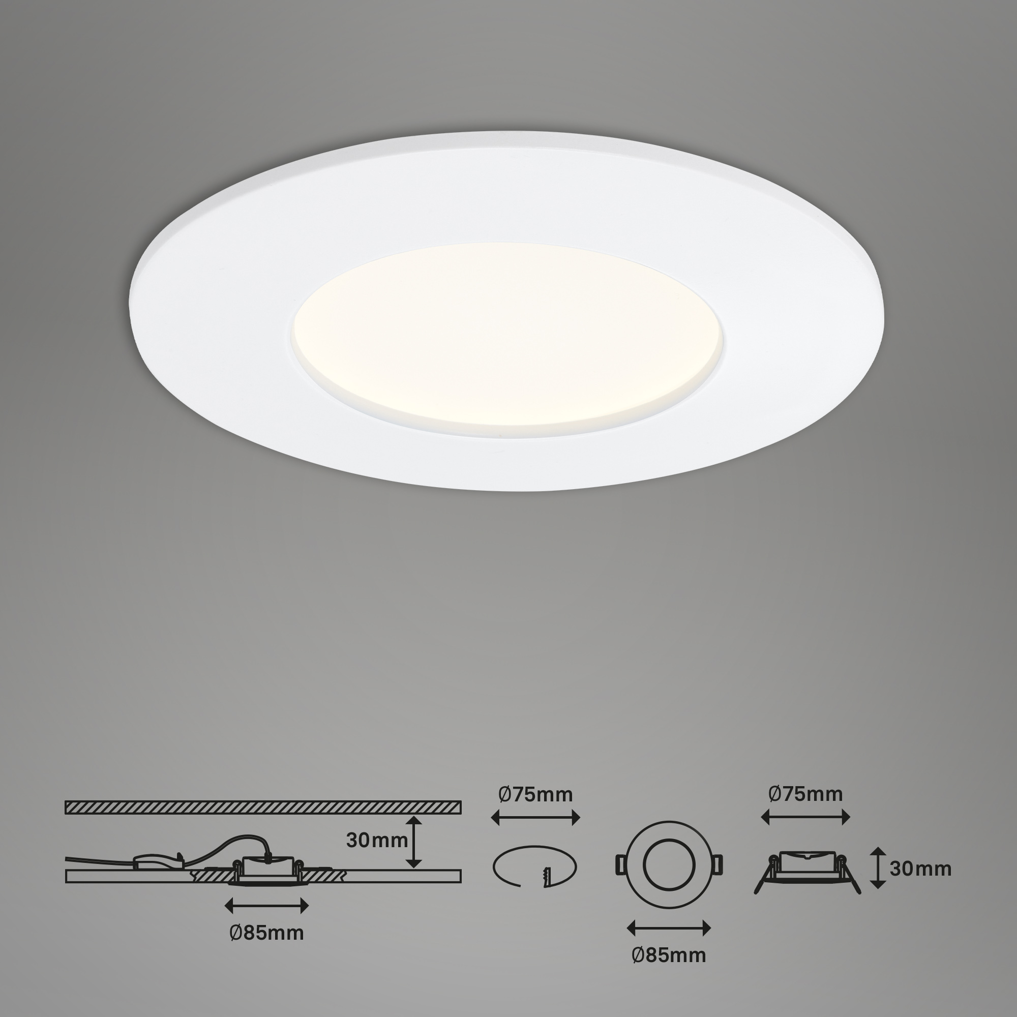 LED Einbauleuchte weiß LED-Platine Maßzeichnung