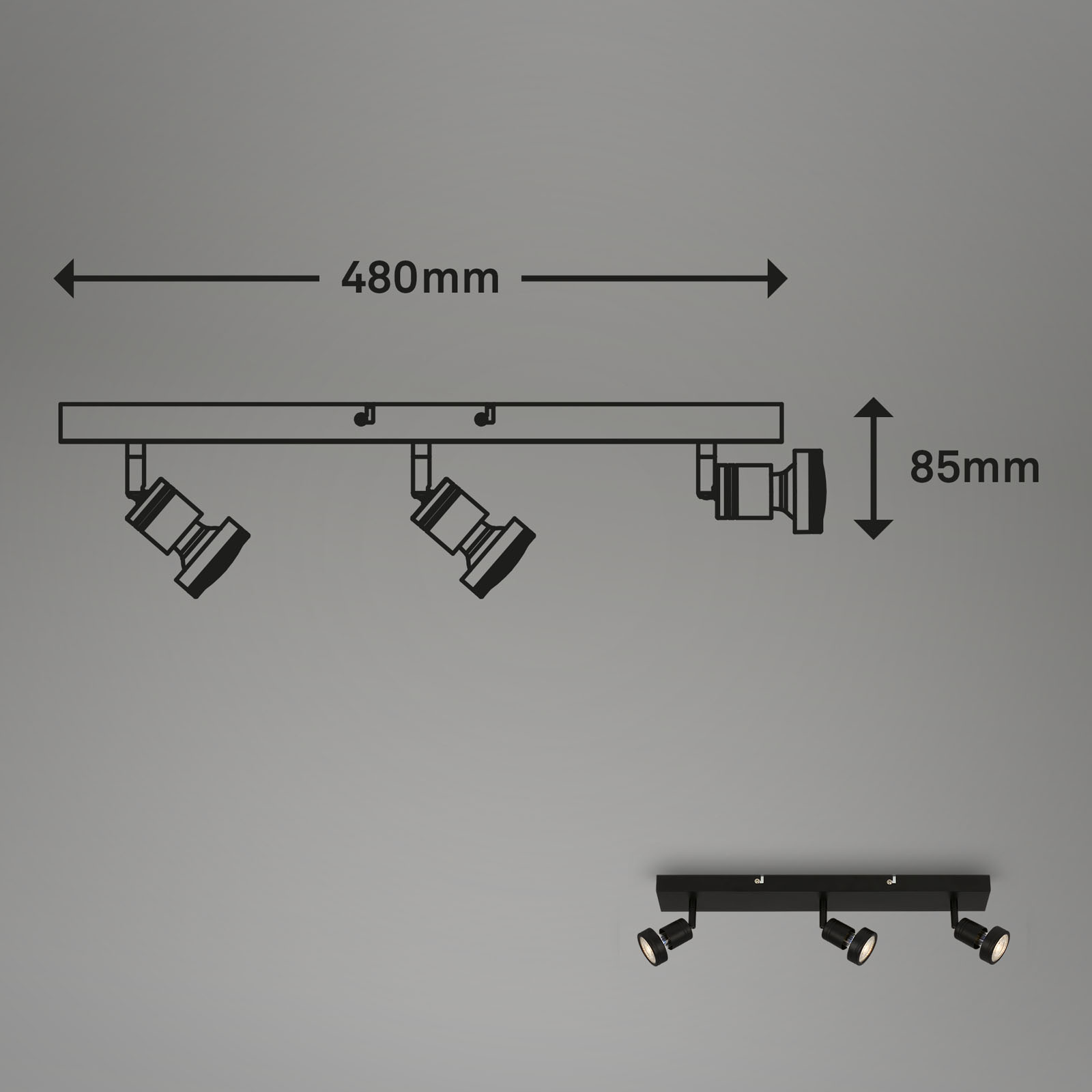 LED Spotleuchte schwarz LED/GU10 Maßzeichnung