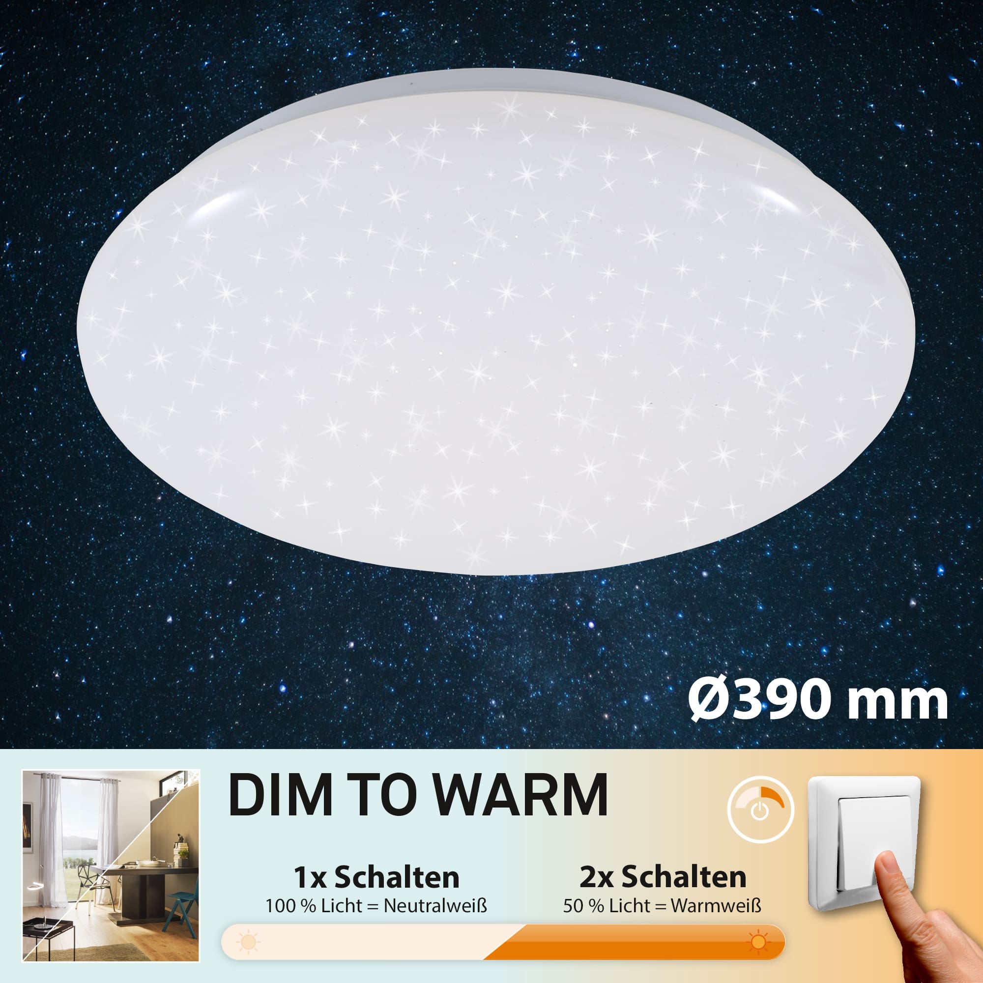 STERNENHIMMEL LED Deckenleuchte Weiß