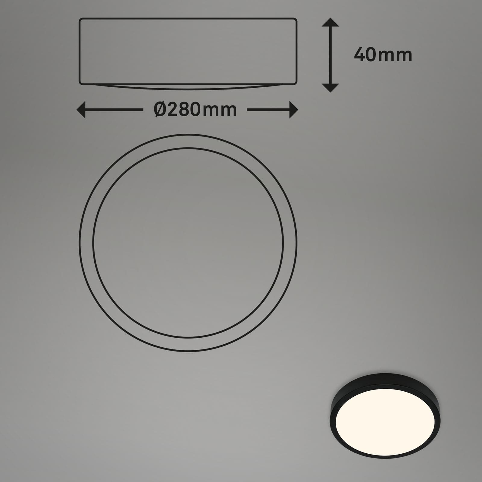 LED Aufbauleuchte schwarz LED1 Maßzeichnung