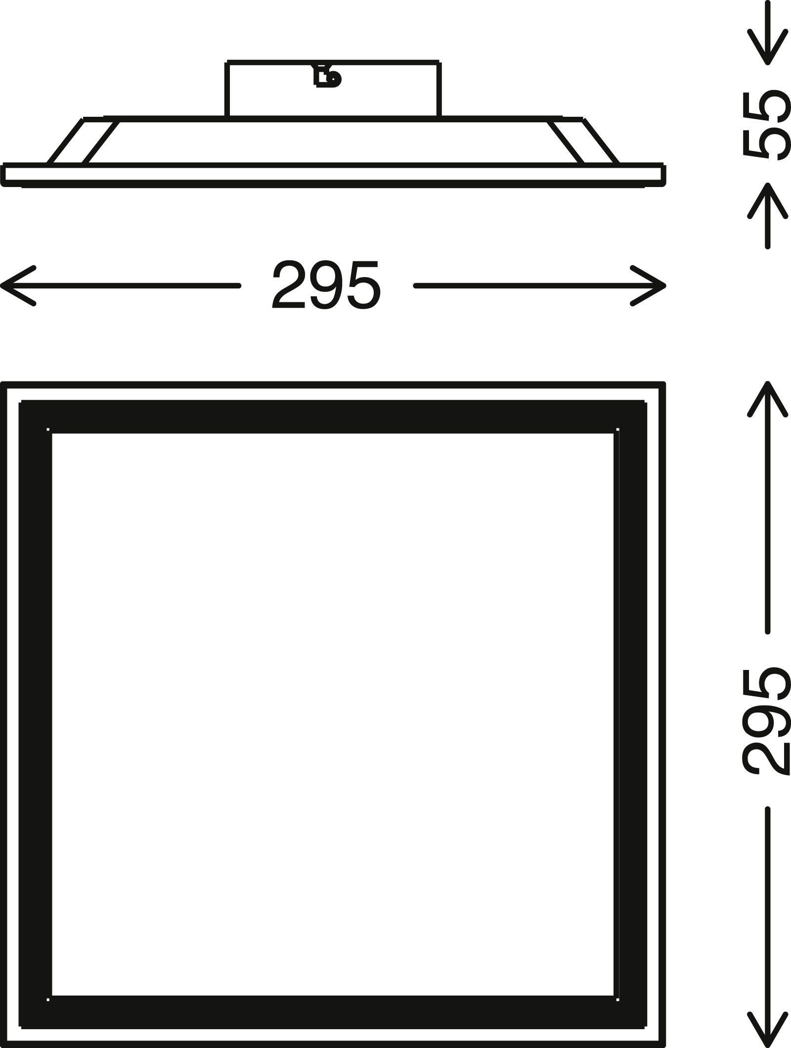 Ultraflaches Senor LED Panel weiß 1 Maßzeichnung