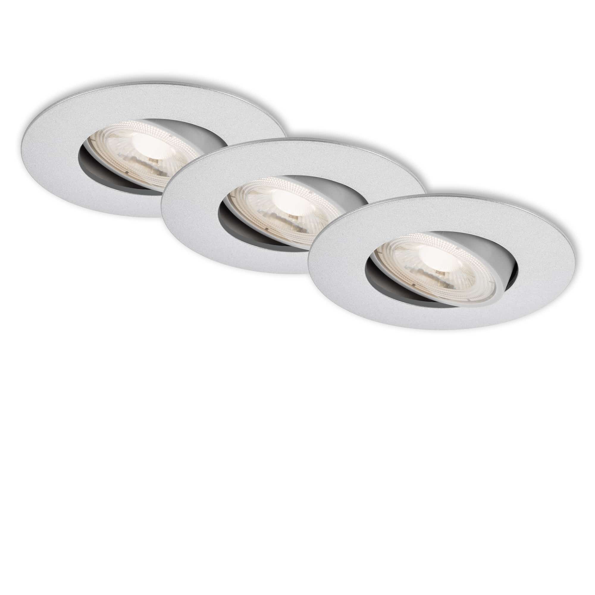 3 Set Ultraflache LED collecting lamp, Ø 9 cm, 5 W, chrome-matt