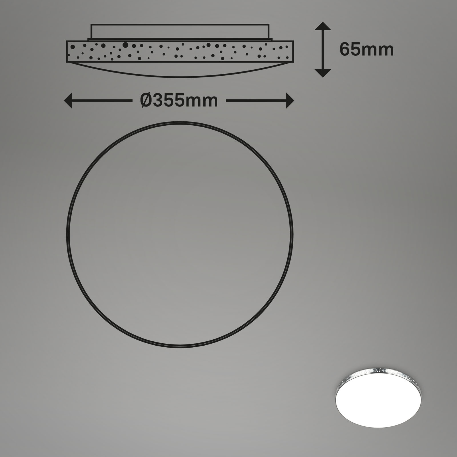 RGB-CCT LED Deckenleuchte Chrom Maßzeichnung