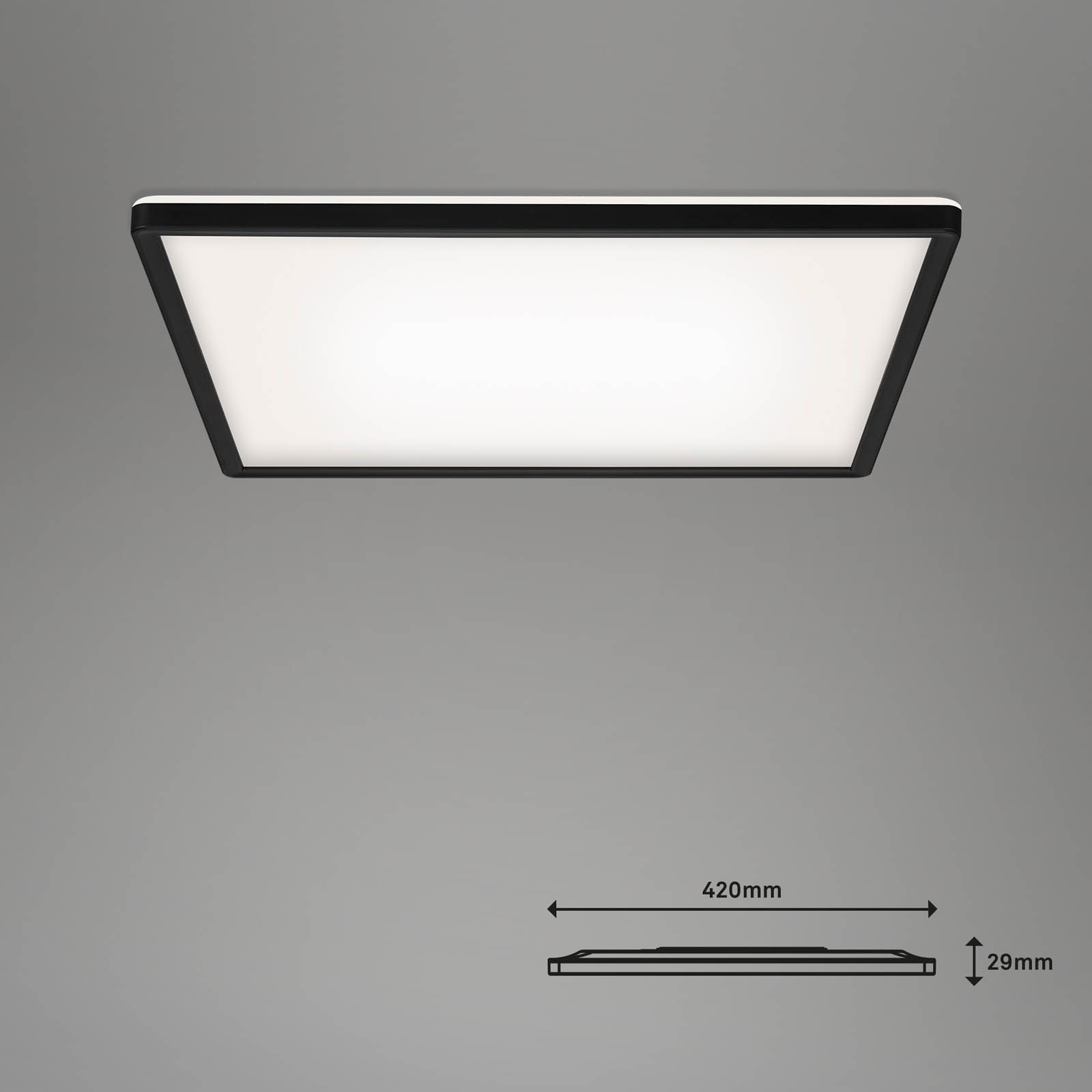 Bsmart WiFi + BluetoothUltraflache s CCT LED Panel mit Backlighteffekt Maßzeichnung