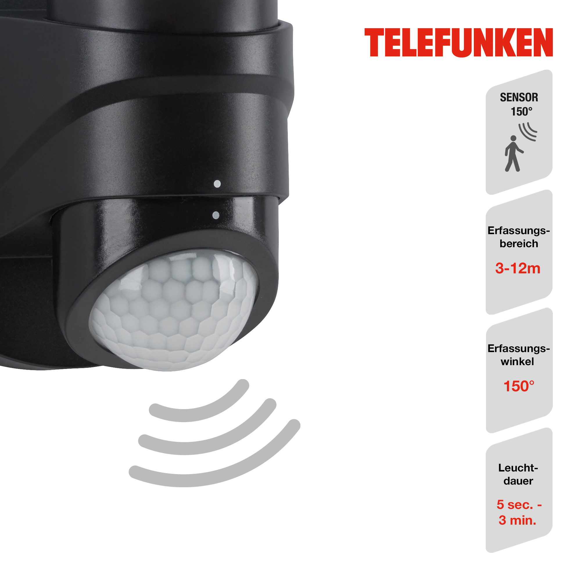 LED Außenleuchte Sensor schwarz LED Funktion