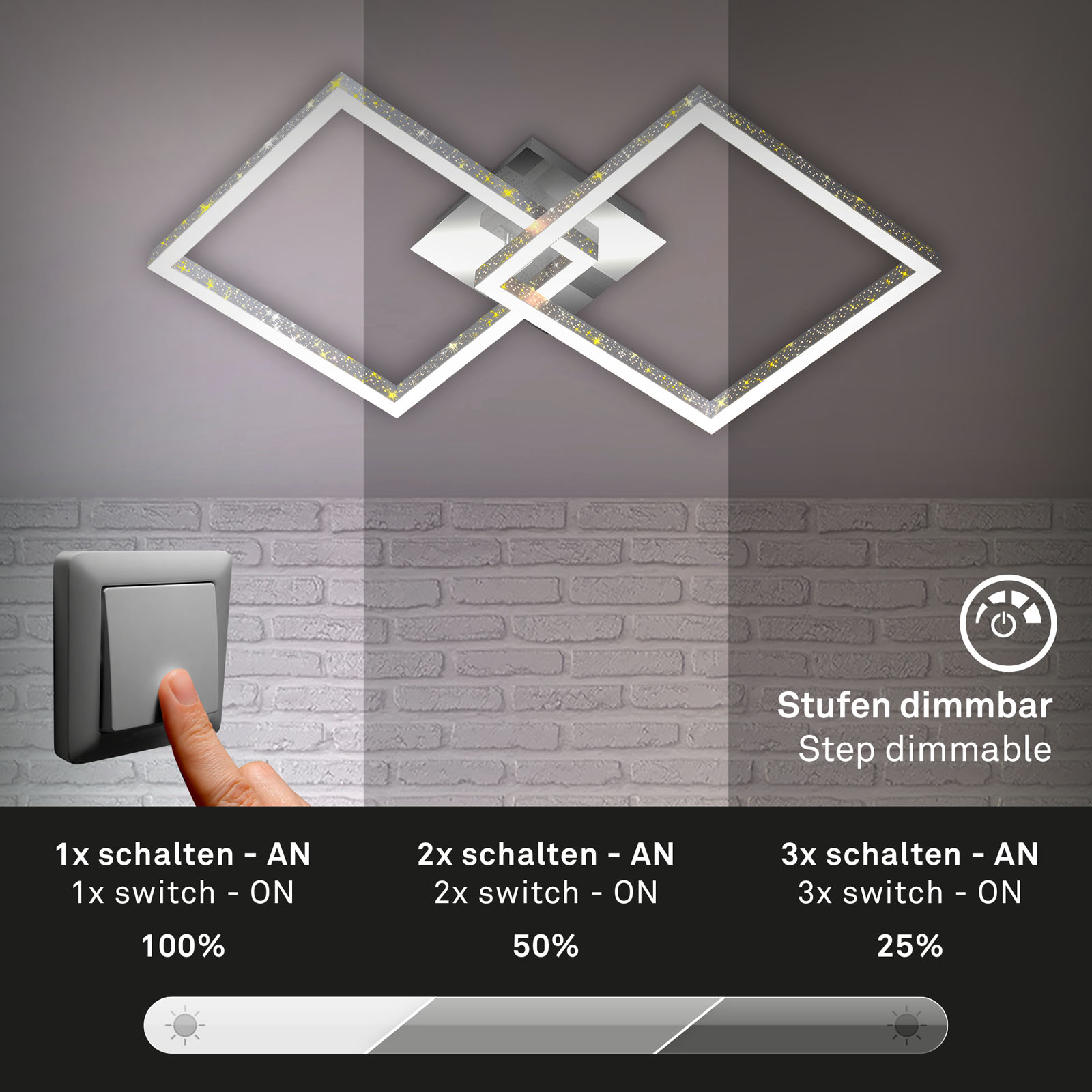 LED Deckenleuchte Alu-chrom