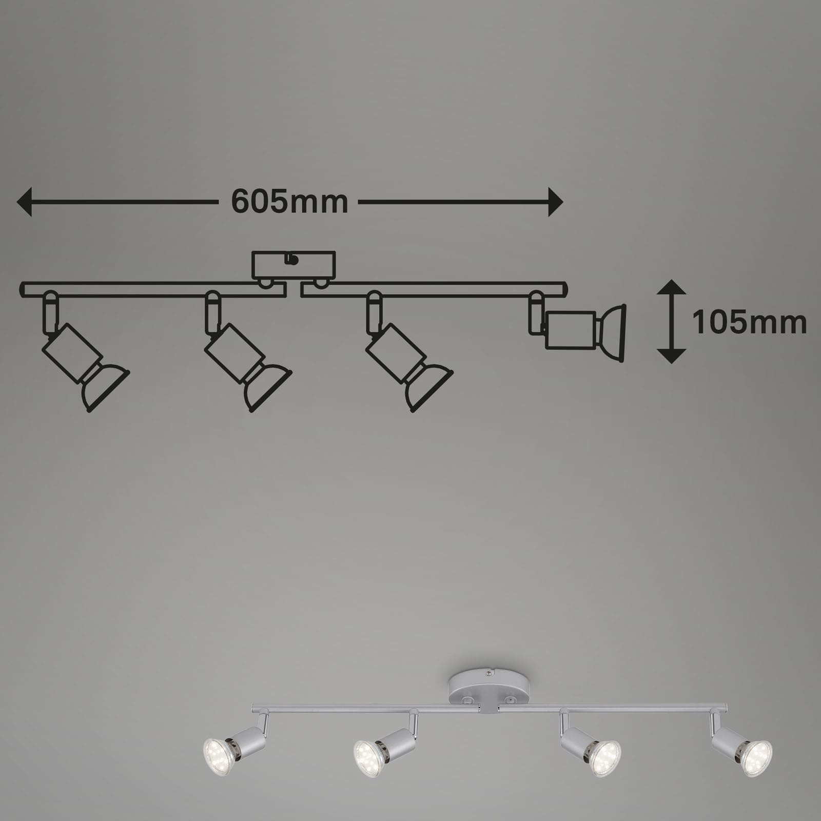 LED Deckenleuchte titanfarbig 4xLED GU10 Funktion2