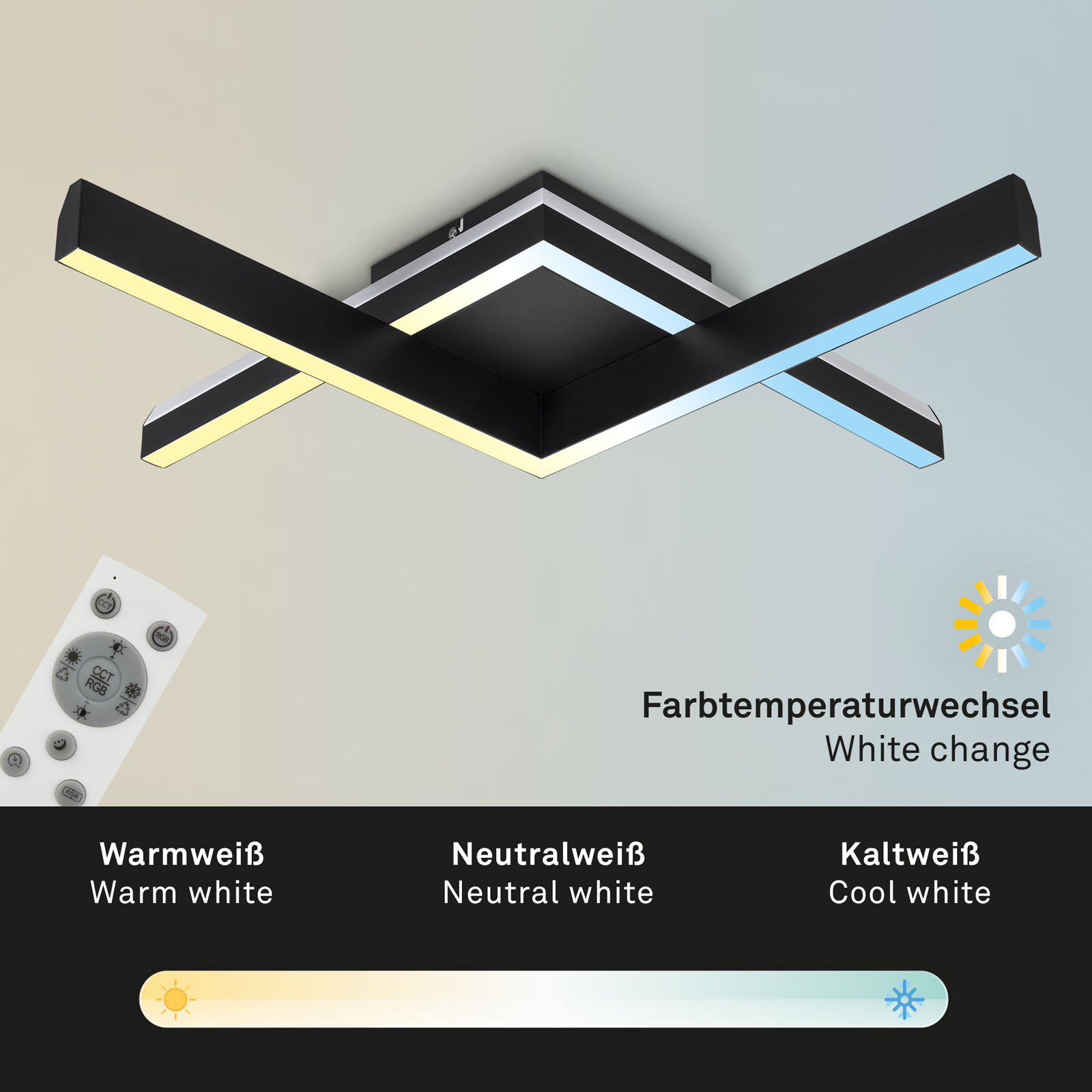 RGB CCT LED Deckenleuchte schwarz