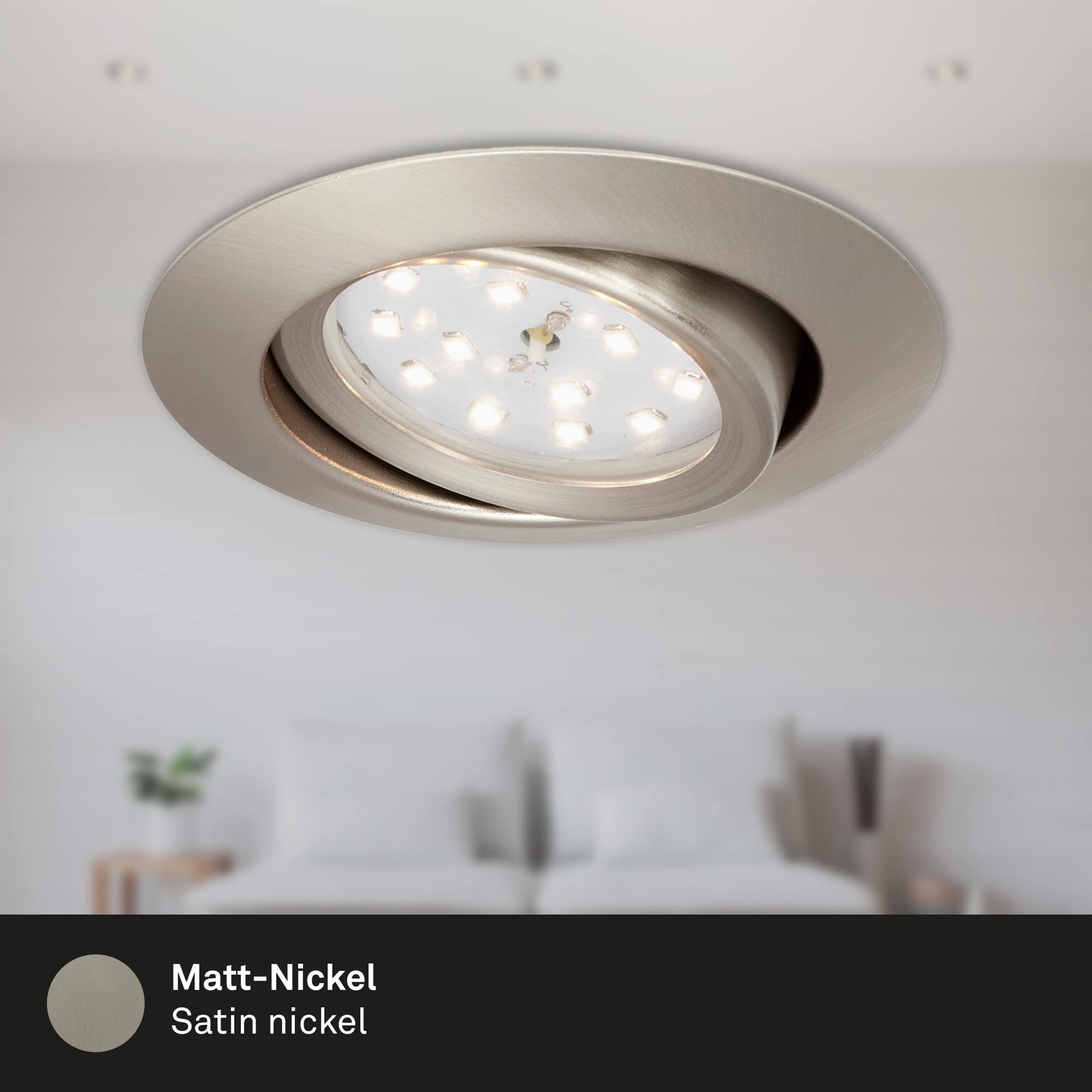 LED Einbauleuchten3er-Set matt-nickel 3xLED Funktion