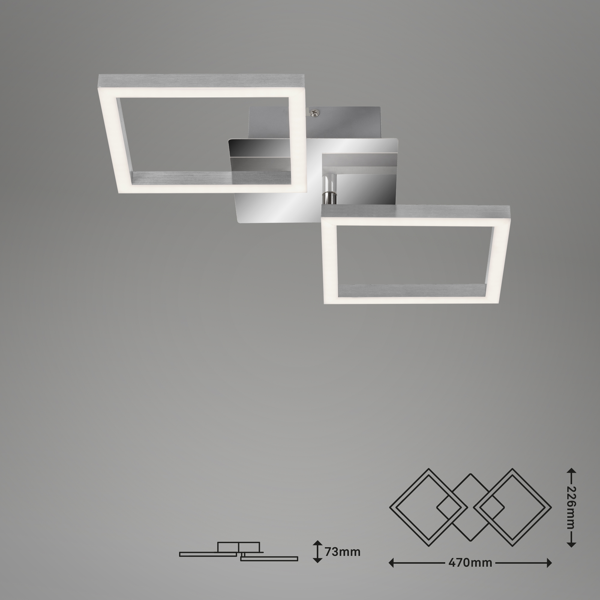 LED Deckenleuchte chrom-silberfarbig LED Maßzeichnung