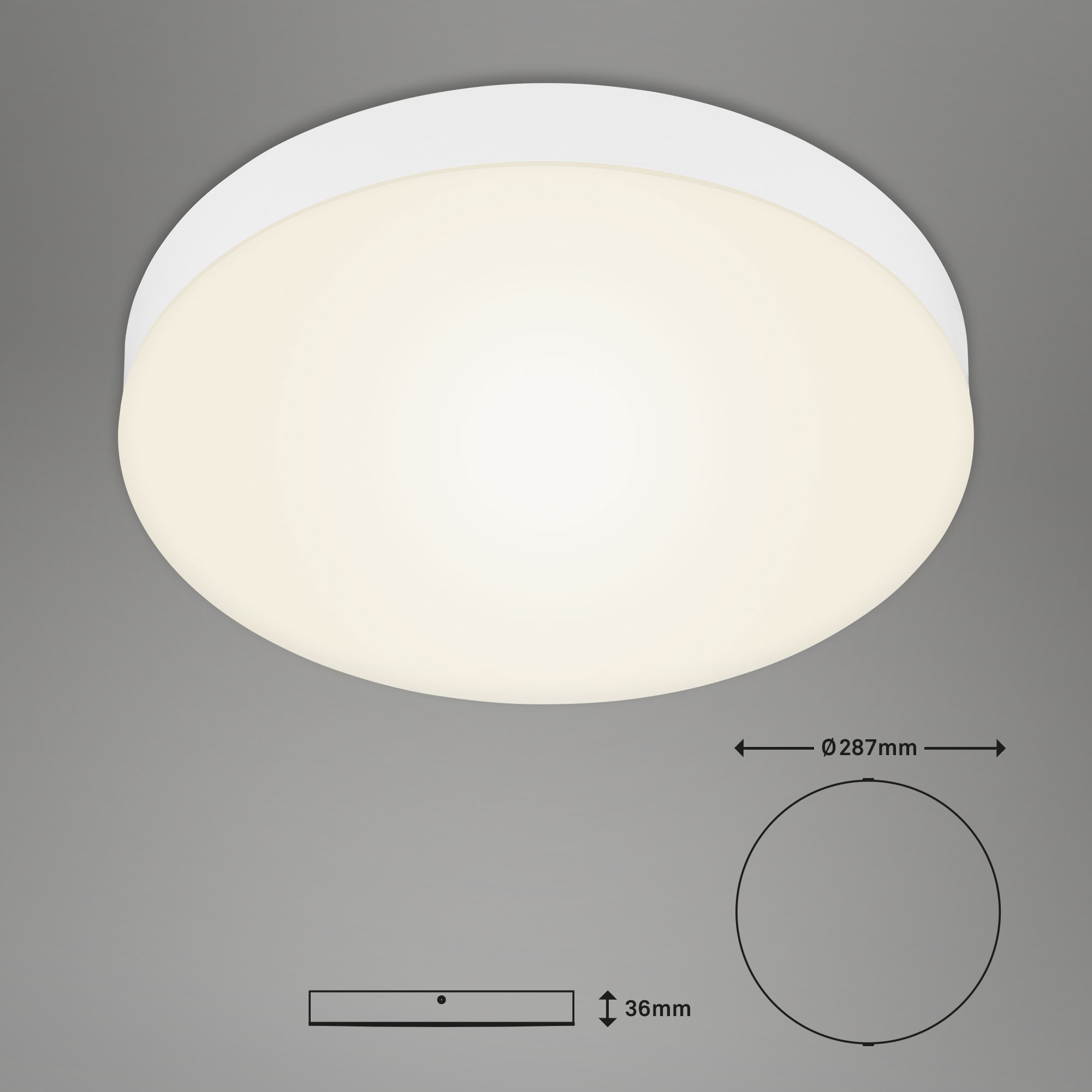 Rahmenlose LED Aufbauleuchte weiß LED-Platine Maßzeichnung