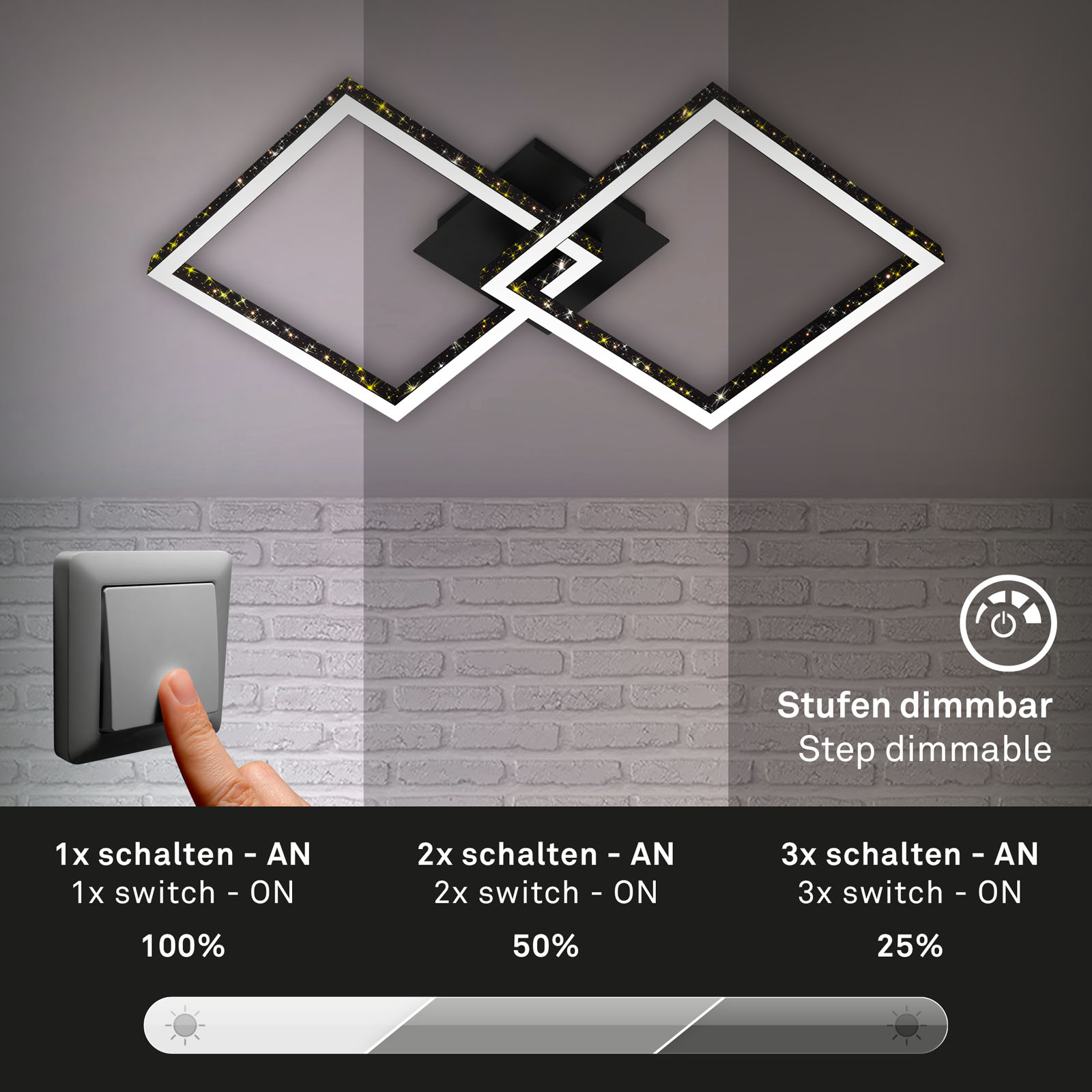 LED Deckenleuchte Schwarz