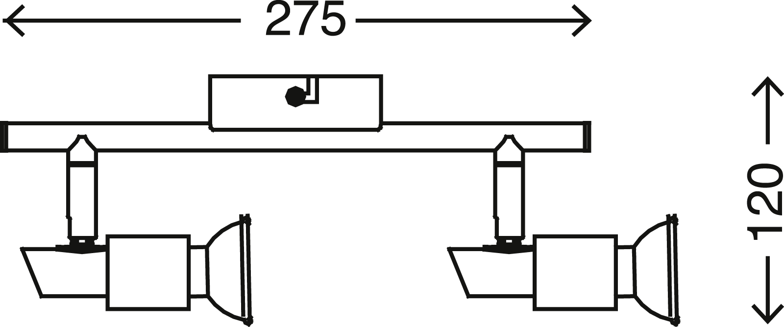 Deckenleuchte matt-nickel LED/ GU10 Maßzeichnung