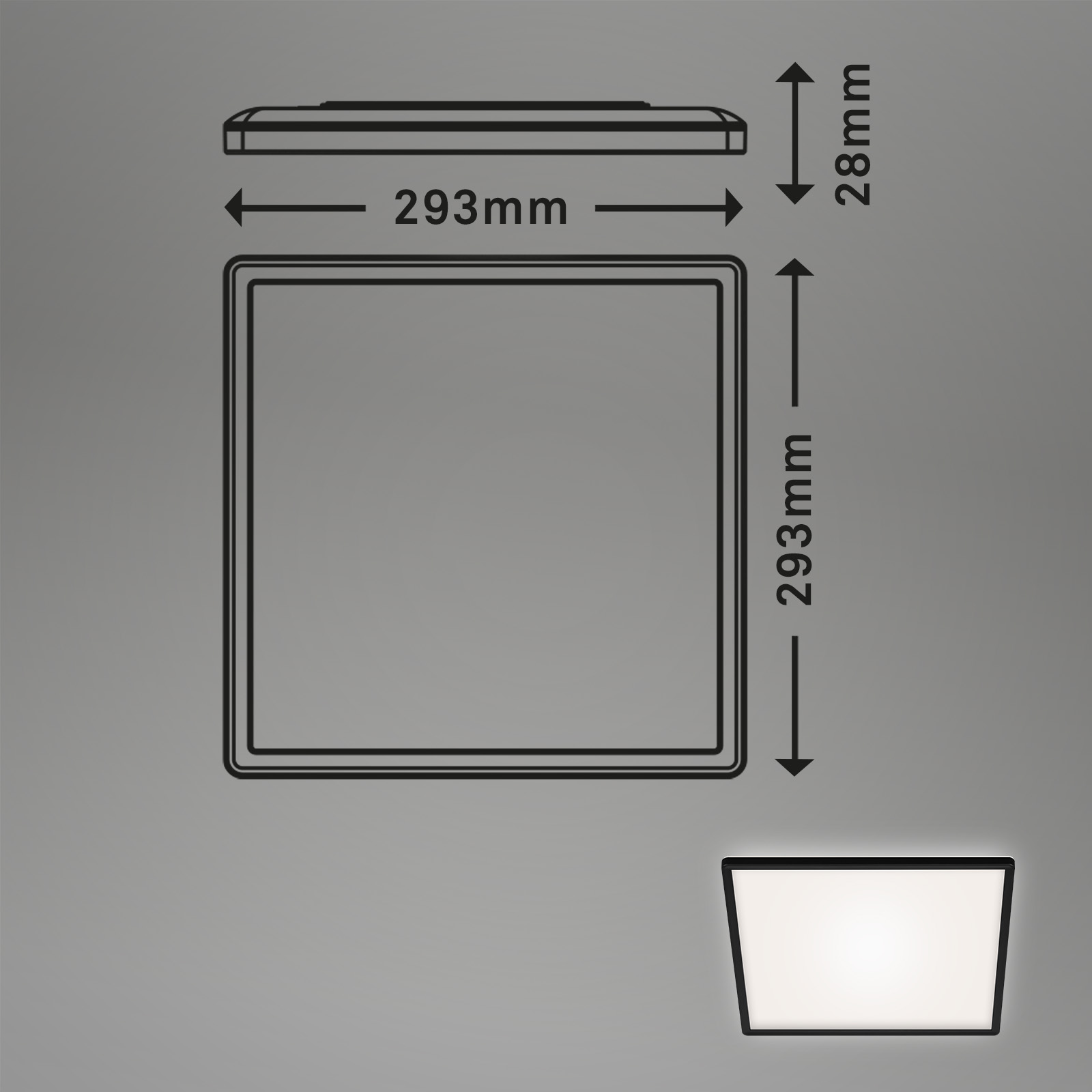 SLIM LED Panel Schwarz Maße