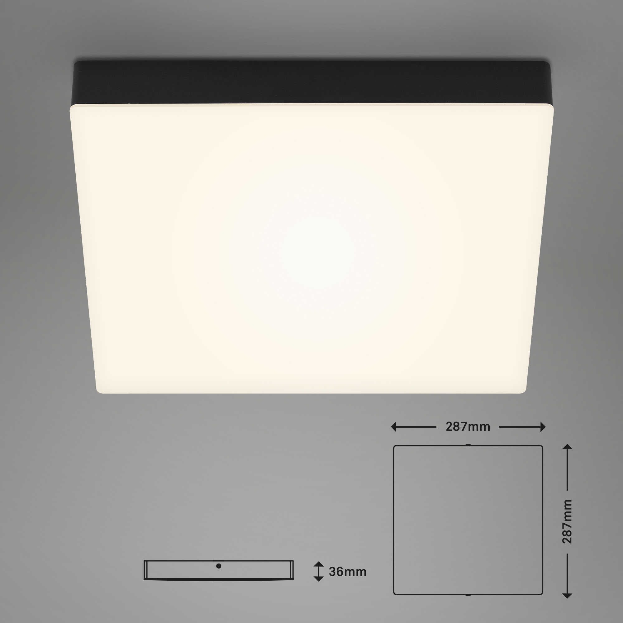 Rahmenlose LED Aufbauleuchte schwarz LED-Platine Maßzeichnung