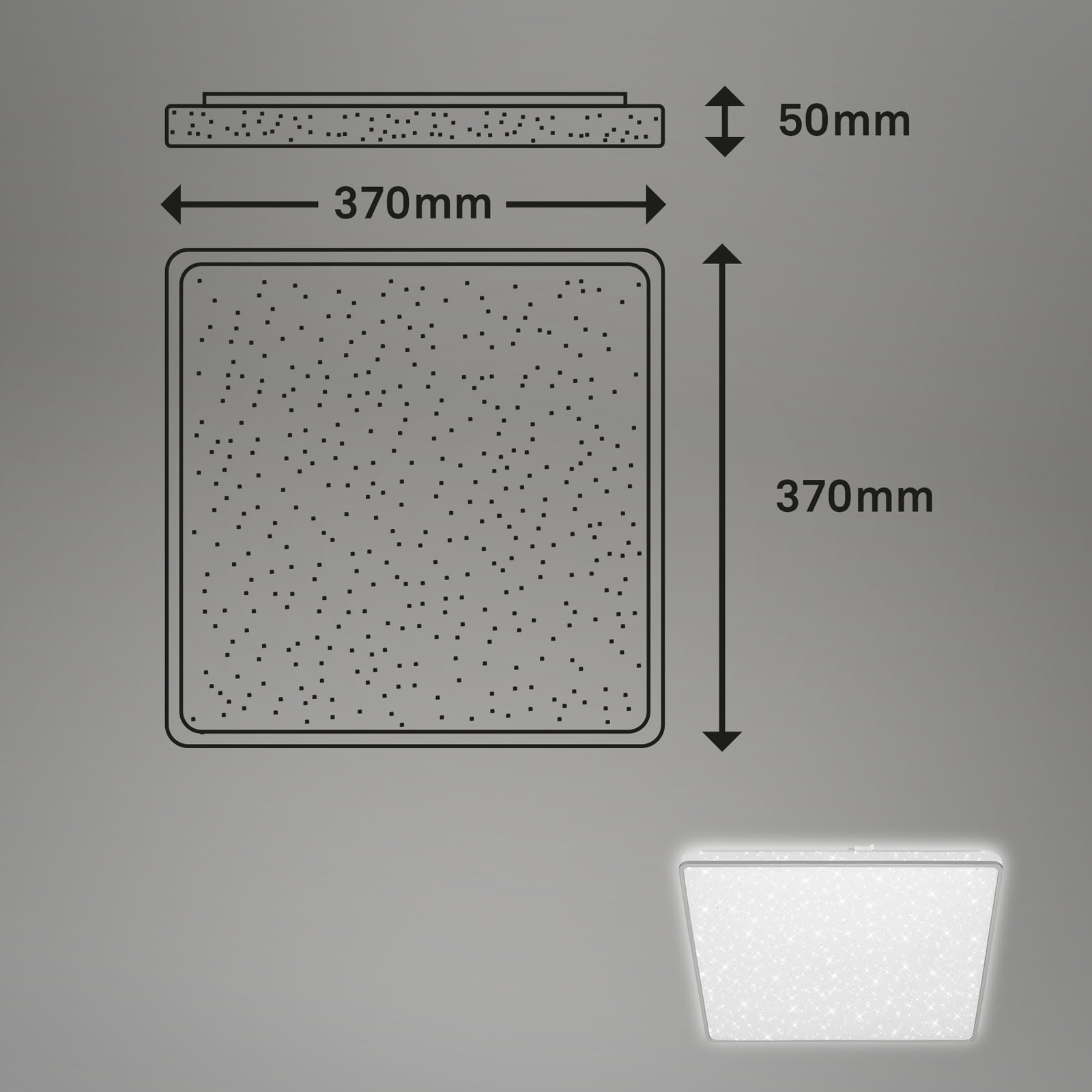 LED Deckenleuchte chrom-matt mit Sternendekor 1xLED-Platine Maßzeichnung