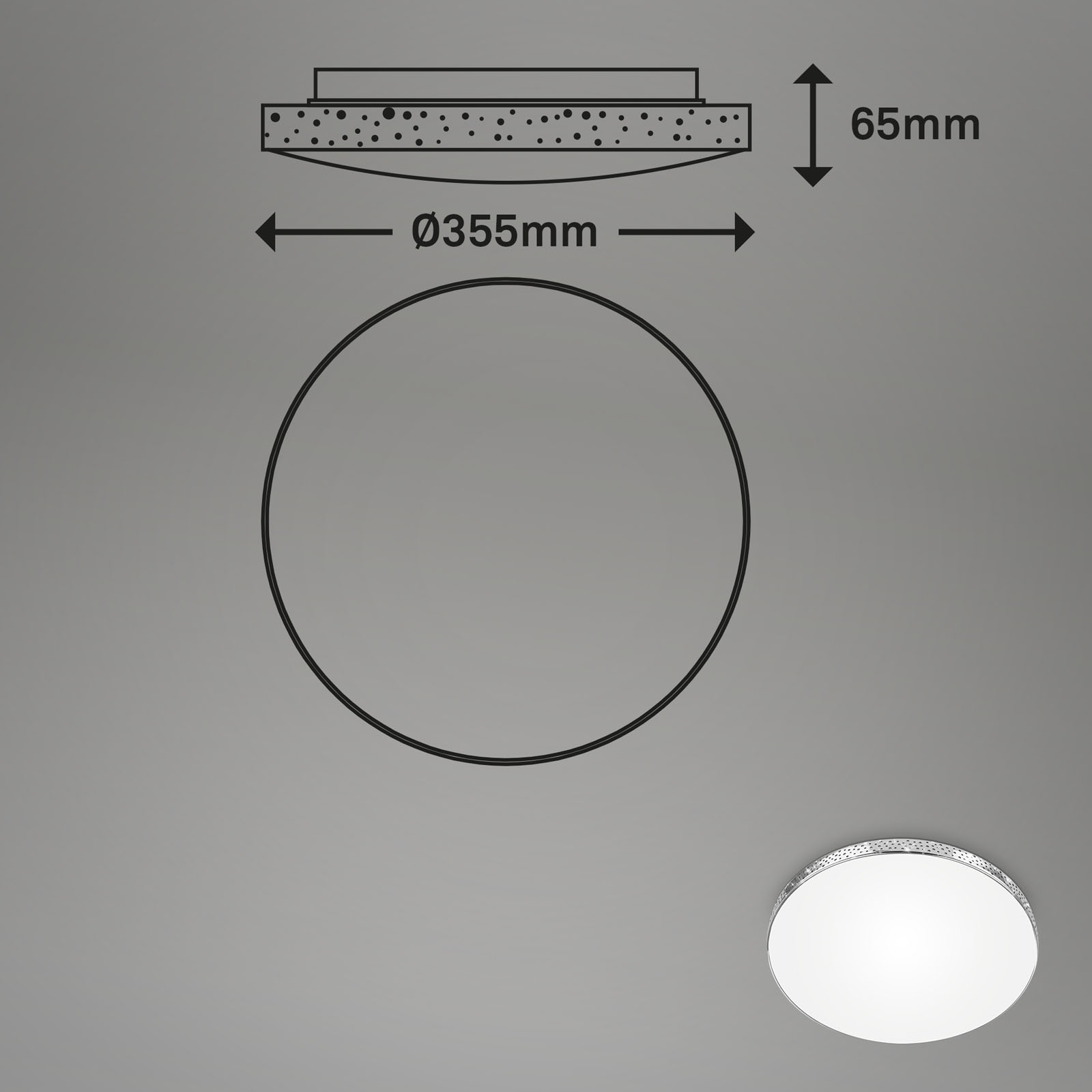 LED Deckenleuchte Weiß-chrom Maßzeichnung