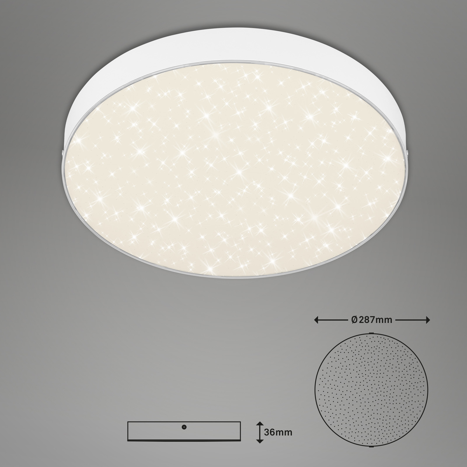 RahmenloseLED Aufbauleuchte mit Sternendekor weiß 1xLED-Platine Freisteller2