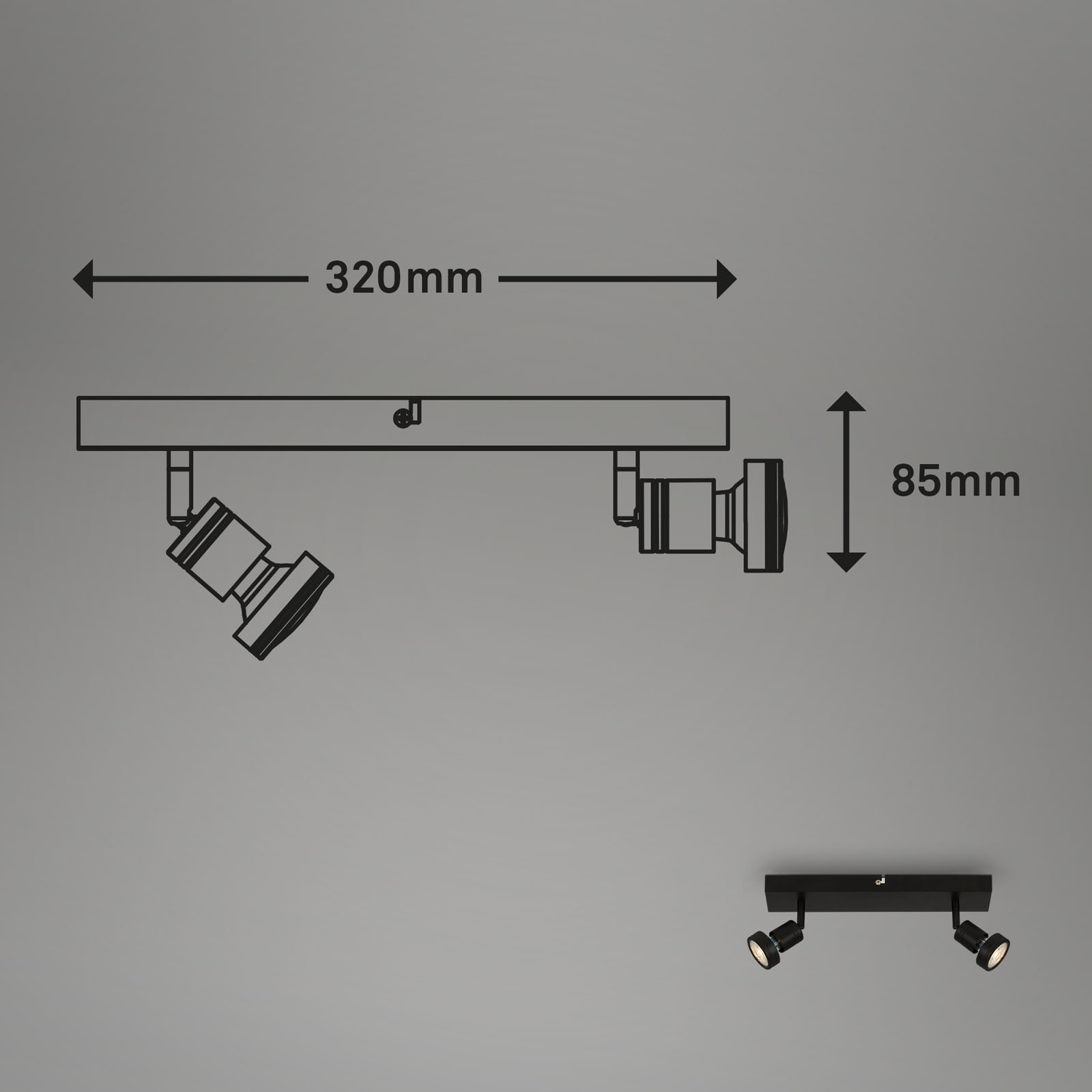 LED Spotleuchte schwarz LED/GU10 Maßzeichnung