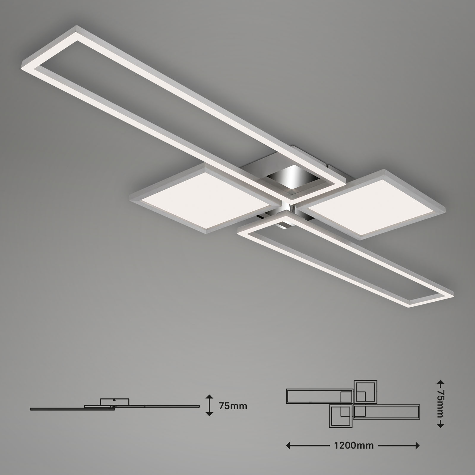 CCT LED Deckenleuchte alu-chrom Maßzeichnung