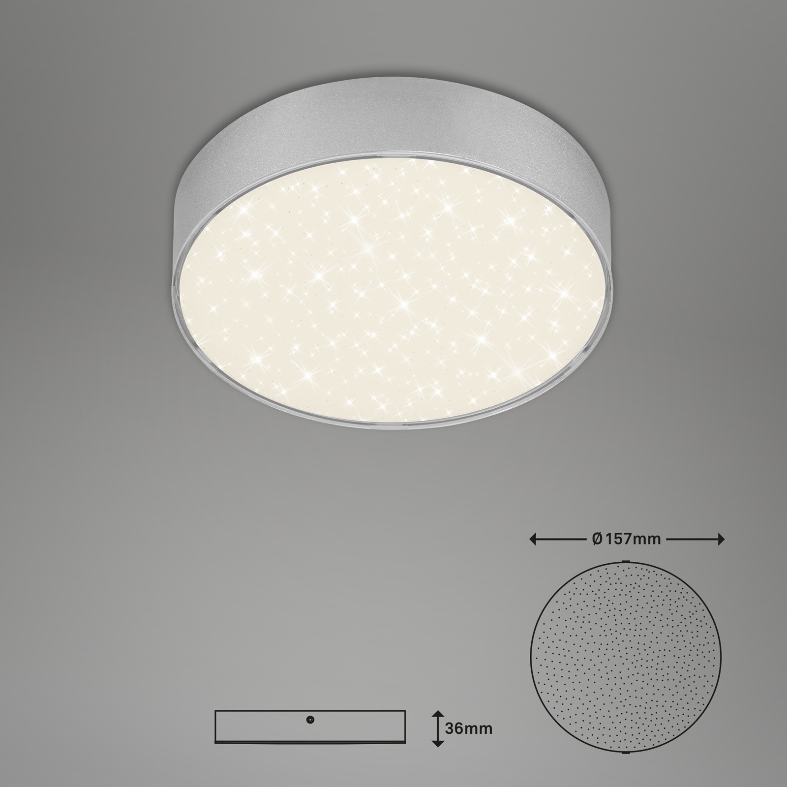 Sternenhimmel LED Deckenleuchte silber Maßzeichnung