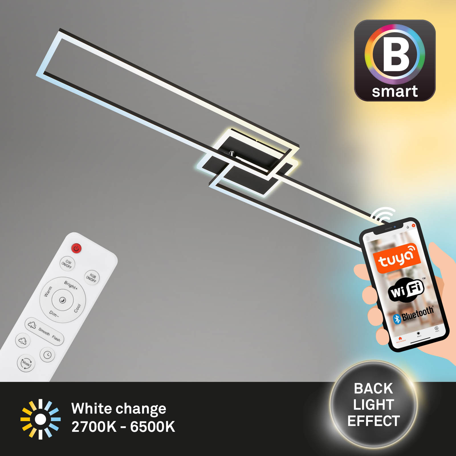 B smart WiFi + Bluetooth CCT LED Wand- und Deckenleuchte mit Mittellicht Titelbild