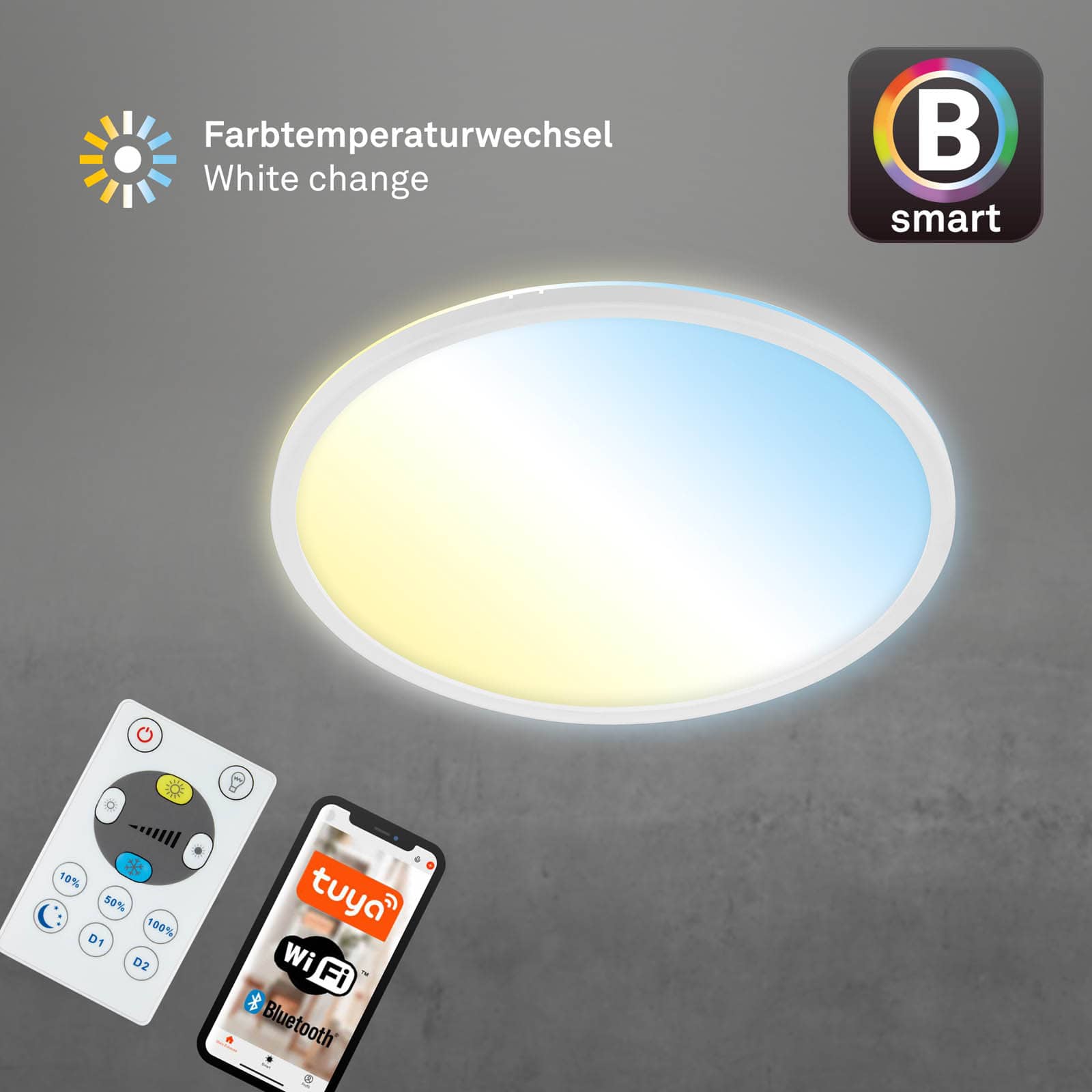 Bsmart WiFi + BluetoothUltraflache s CCT LED Panel mit Backlighteffekt Funktion