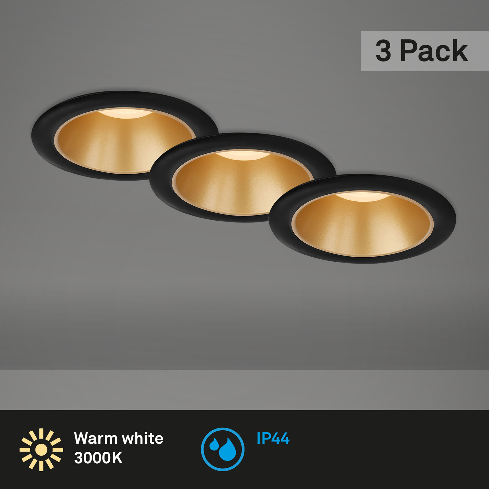 LED Einbauleuchten-Set schwarz-gold 