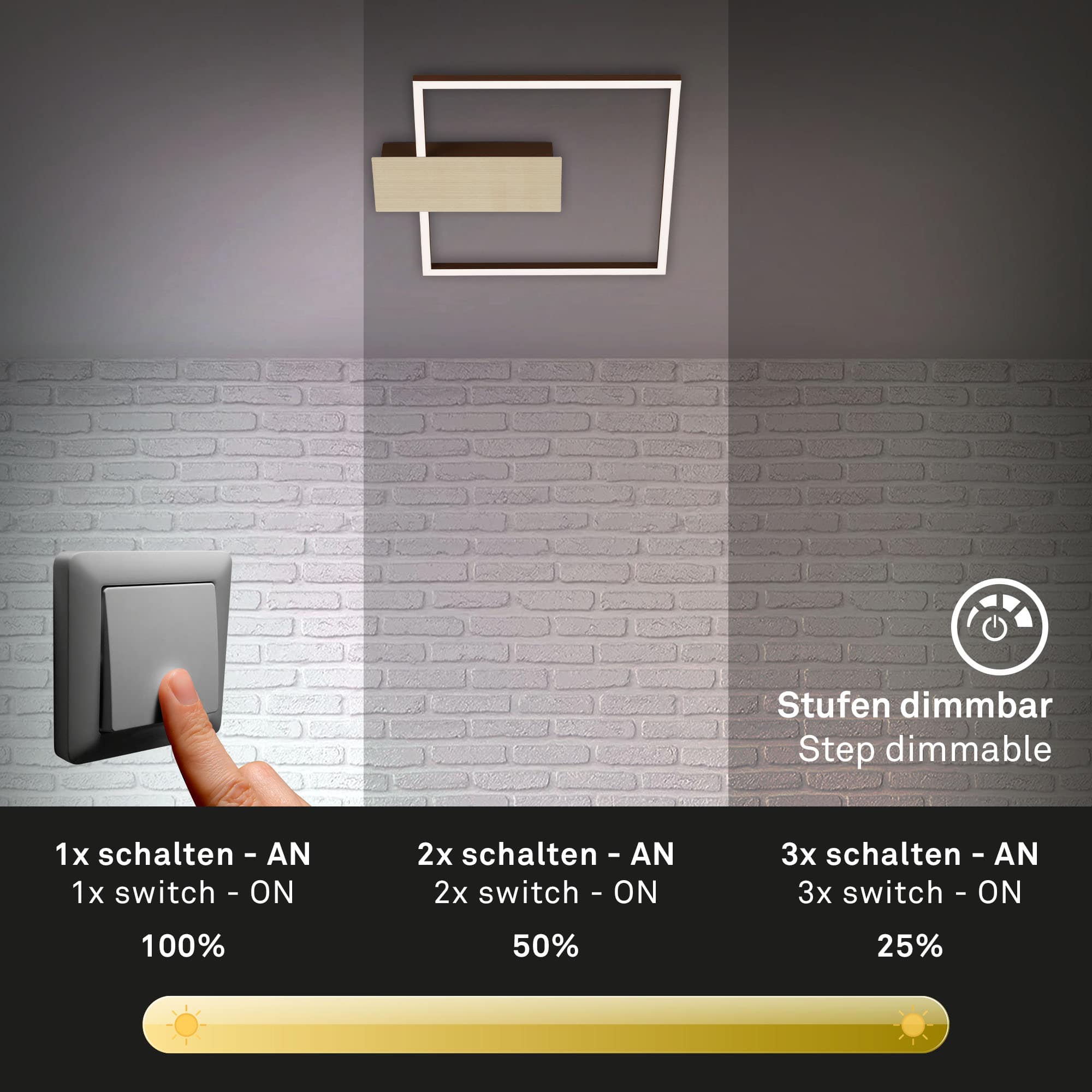 LED Deckenleuchte Gold-Braun Fernbedienung