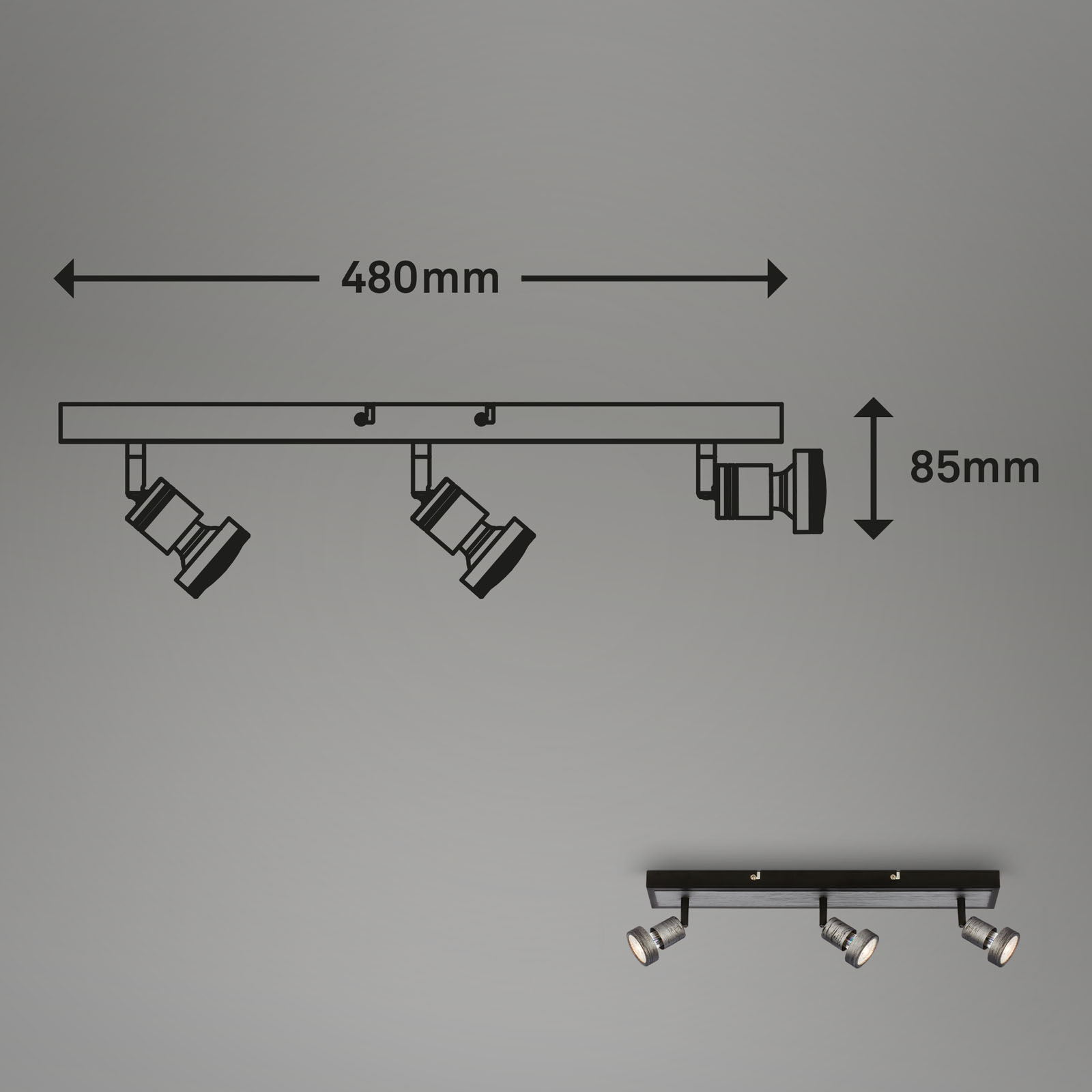 LED Spotleuchte antik-silber LED/GU10 Maßzeichnung